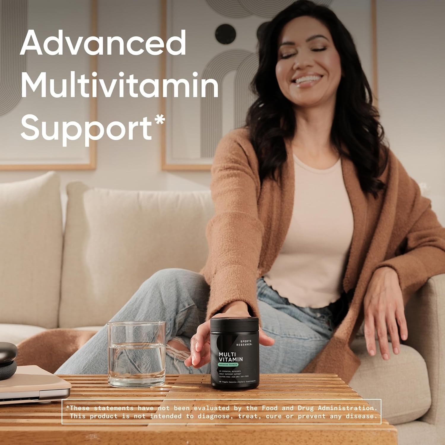 Sports Research® Multivitamin – Advanced Formula - 23 Essential Vitamins & Minerals with Coq10 & Iodine - Daily Nutrient Support*- Non-Gmo Tested & Gluten-Free -60 Veggie Capsules