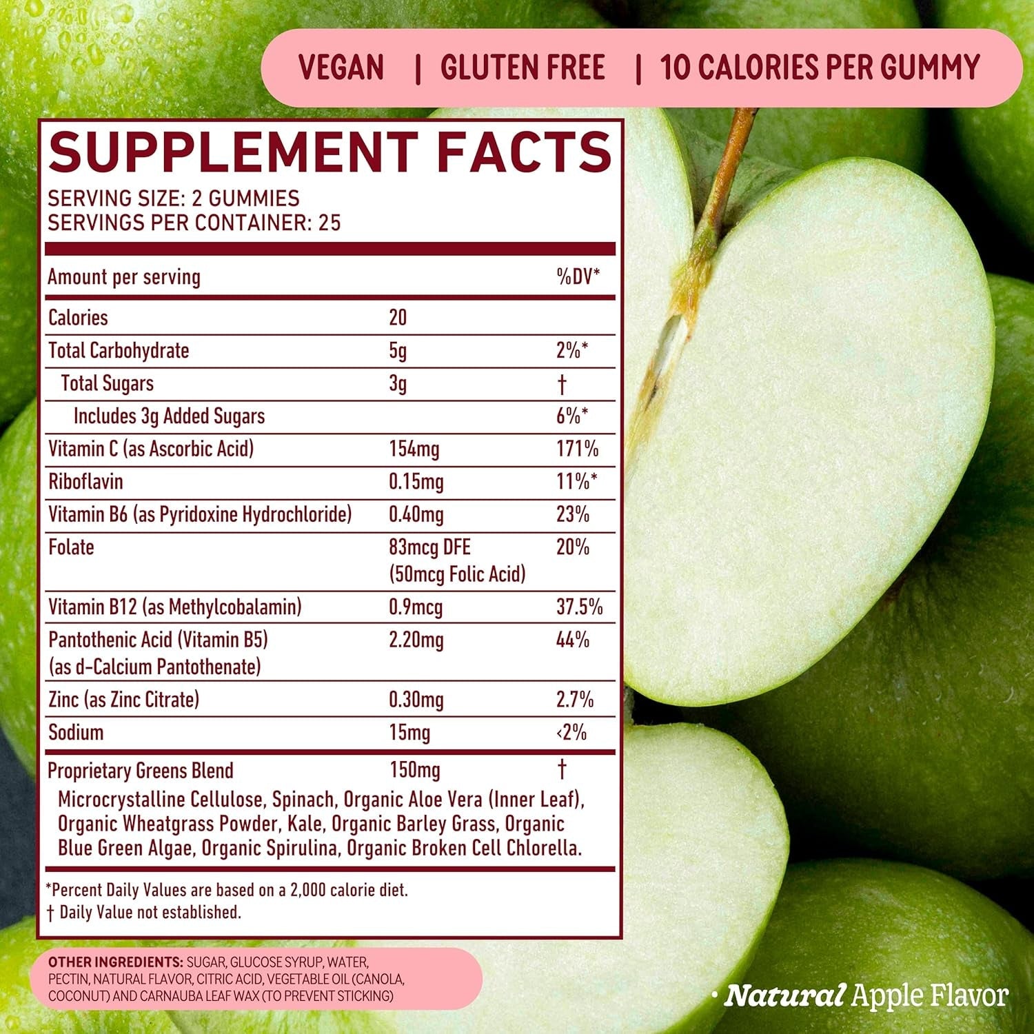 8Greens Supergreens Gummies - Apple Flavor, 50 Gummies