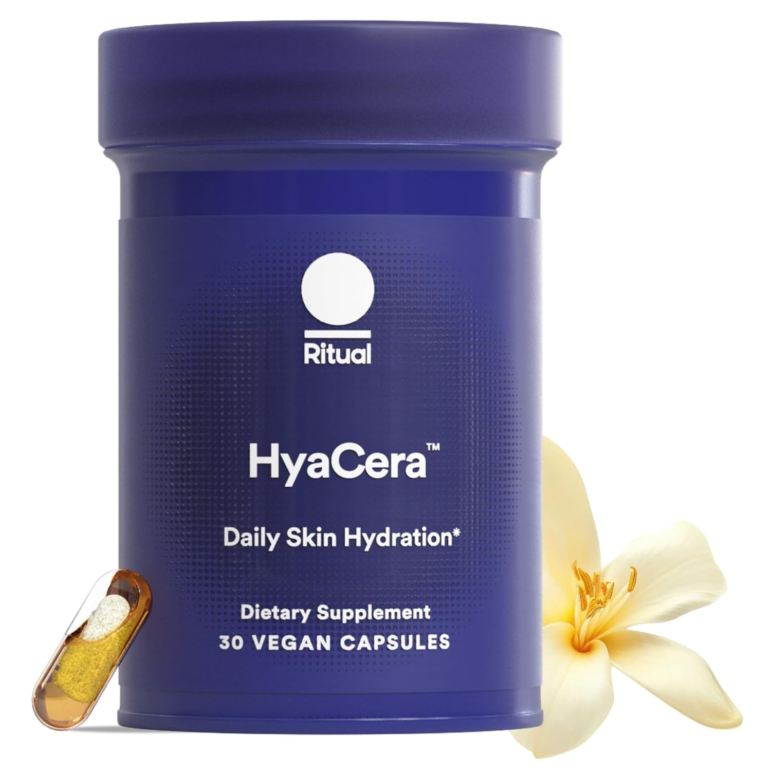 Ritual Hyaluronic Acid Skin Supplement - with Hyabest® and Ceratiq® - Hyacera Clinically Proven to Reduce Wrinkles, Fine Lines & Improve Skin Smoothness** - Vegan - Vanilla - 30 Capsules - 30 Servings