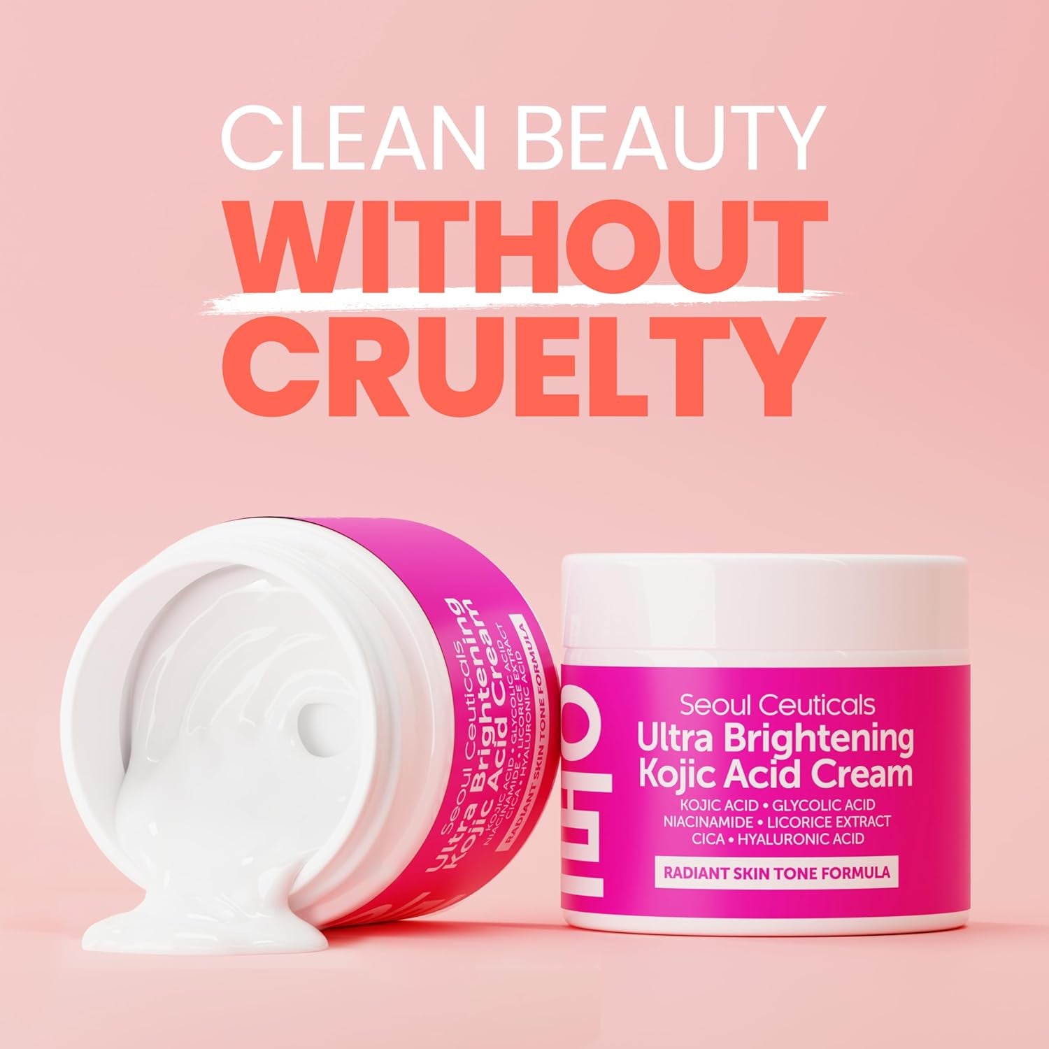 SeoulCeuticals Kojic Acid & Glycolic Acid Dark Spot Cream – Niacinamide, Cica & Hyaluronic Acid for Brightening & Even Skin Tone | 60ml | K-Beauty