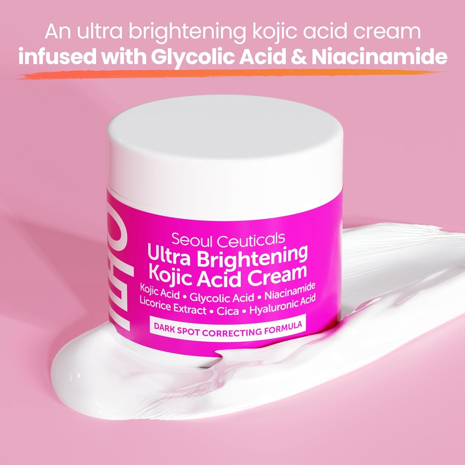 SeoulCeuticals Kojic Acid & Glycolic Acid Dark Spot Cream – Niacinamide, Cica & Hyaluronic Acid for Brightening & Even Skin Tone | 60ml | K-Beauty