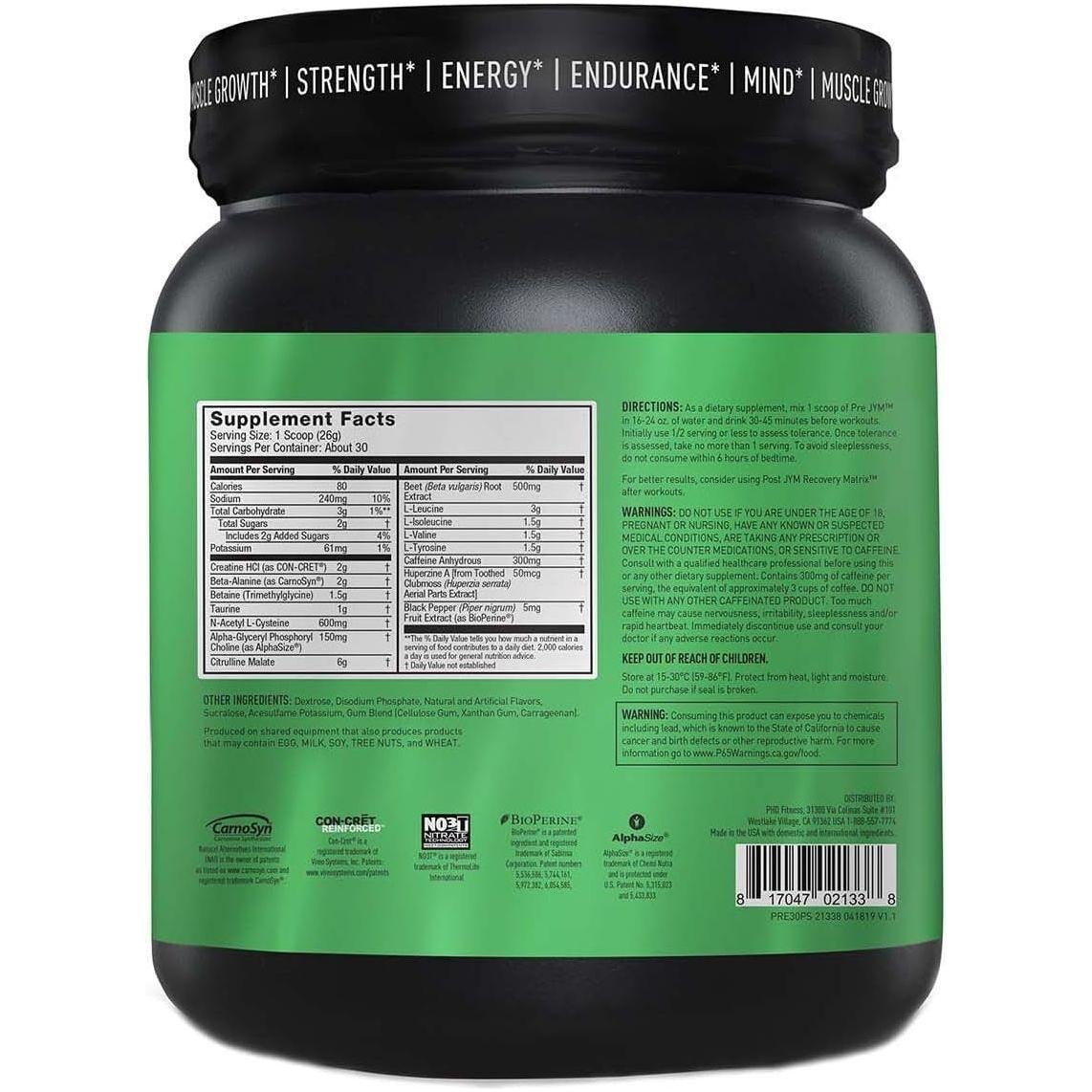 JYM Supplement Science PreJYM High-Performance Pre-Workout – 790g | Pineapple Strawberry | Strength, Endurance & Mental Focus
