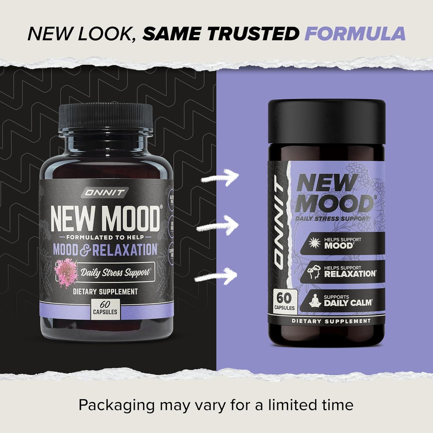Onnit New Mood – Stress Relief, Sleep & Mood Support (60 Capsules) | Relax & Unwind Naturally