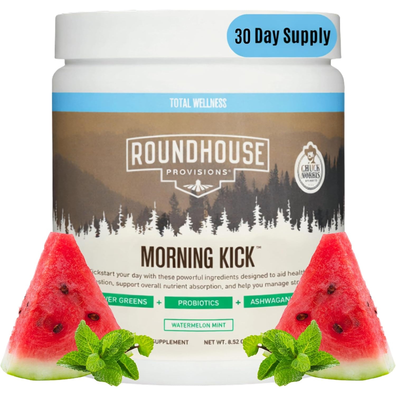 Roundhouse Provision Morning Kick greens powder, watermelon mint, 258g