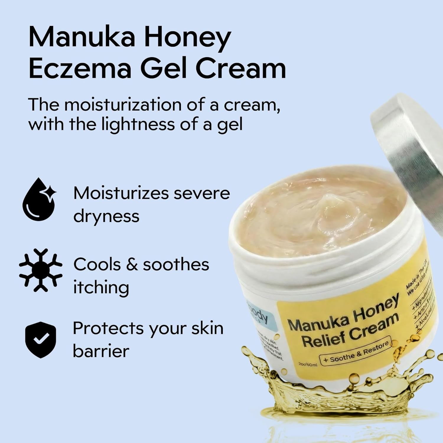 Clearbody Organics Manuka Honey Cream – 120ml | Soothing Eczema Cream with Colloidal Oatmeal | Deep Hydration for Dry & Itchy Skin