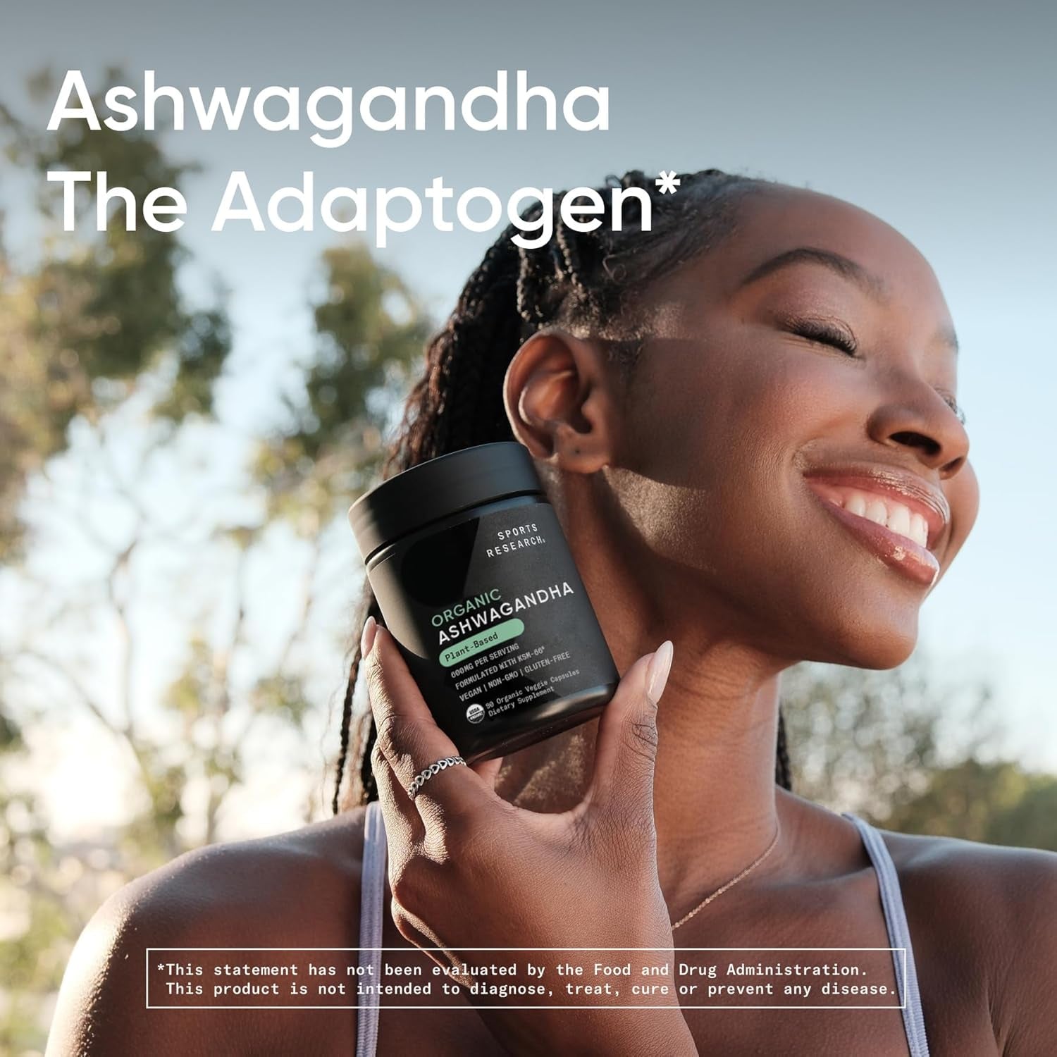 Sports Research® Organic Ashwagandha – Adaptogen for Relaxation, Calm & Sleep Support – Made with Organic KSM-66® – 600 Mg – Non-Gmo Verified, Gluten-Free, Certified Vegan – 90 Veggie Capsules