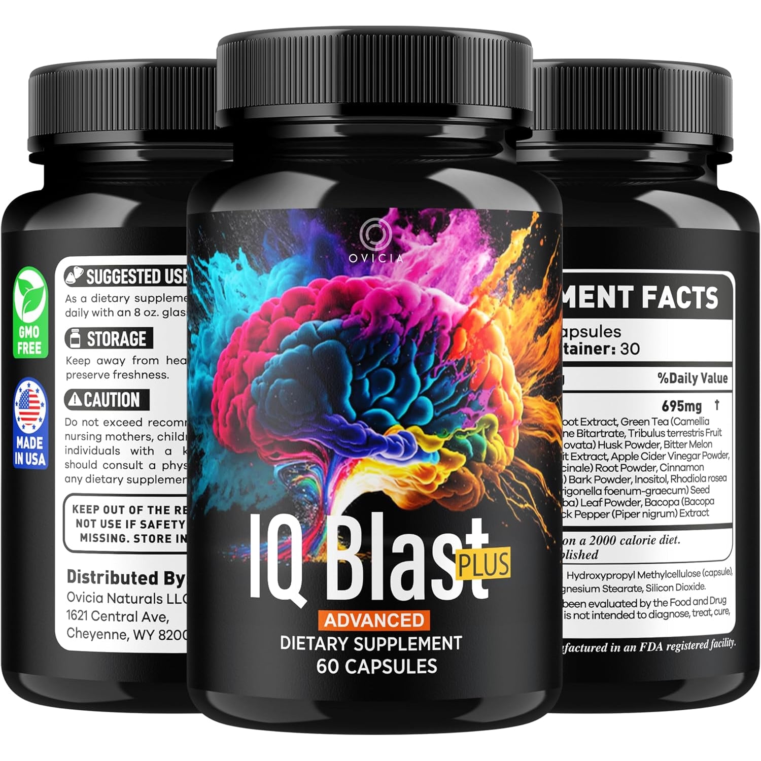 IQ Blast plus - Iqblast plus Capsules Support Advanced Formula Reviews, Iqblastplus Pills Natural Ingredients Memory Support Daily Vitamins for Health and Wellness, 60 Capsules for 1 Month