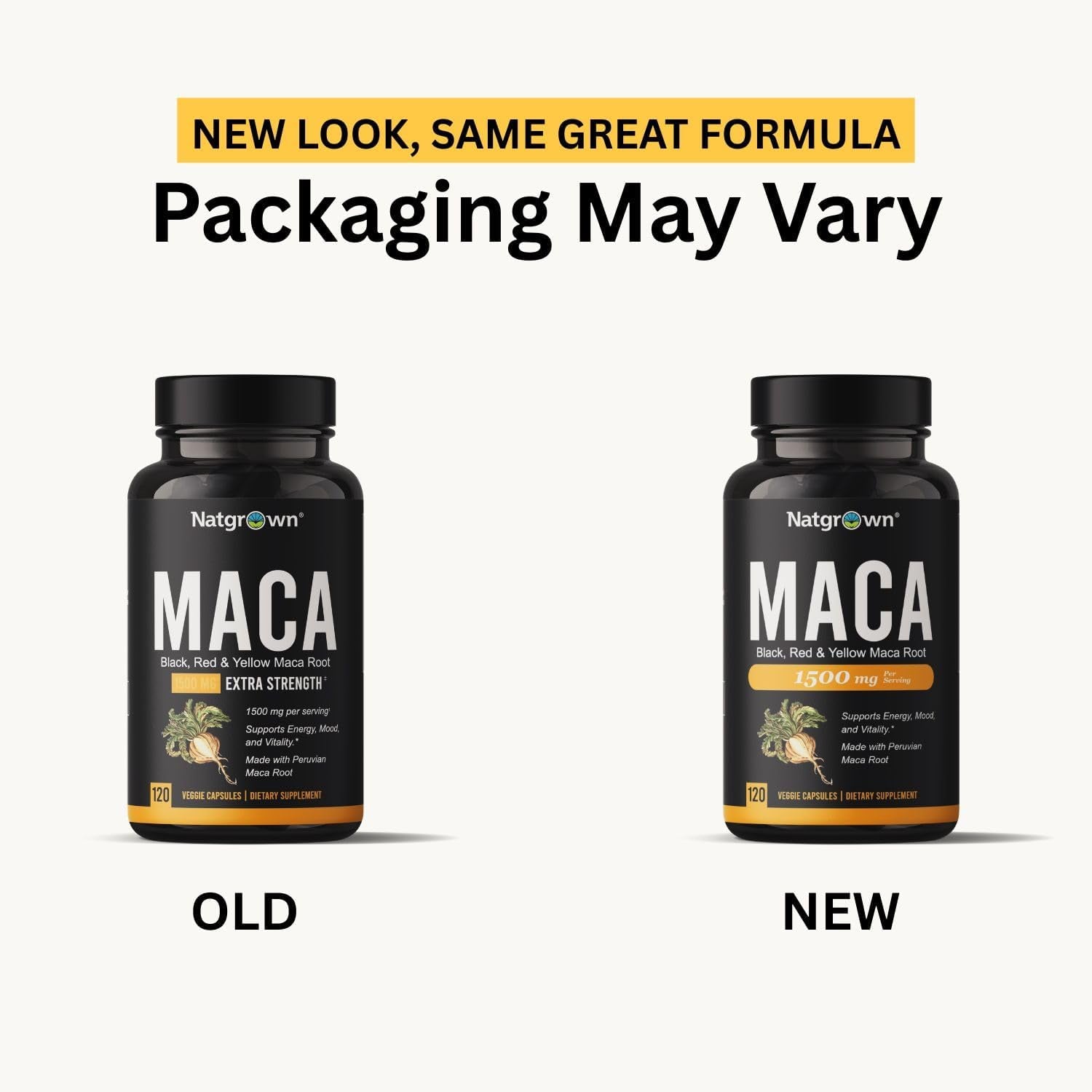 Natgrown Organic Maca Root 1500mg – Gelatinised Black, Red & Yellow Peruvian Maca | Non-GMO Vegan Gluten-Free | 120 Capsules