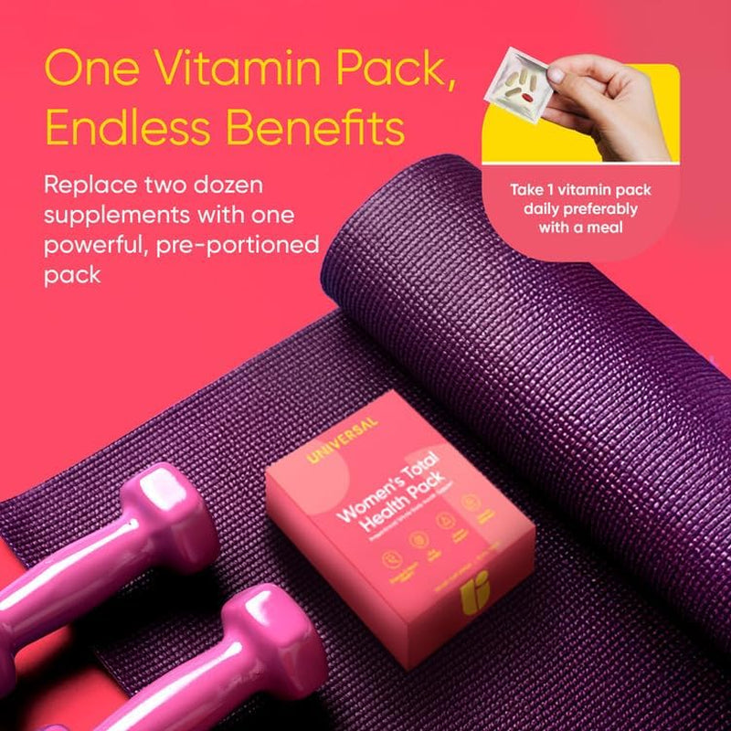 Universal Nutrition Women's Total Health Daily Vitamin Packs – 30 Packets | All-in-One Women's Multivitamin for Energy, Stress, Digestion & Gut Health