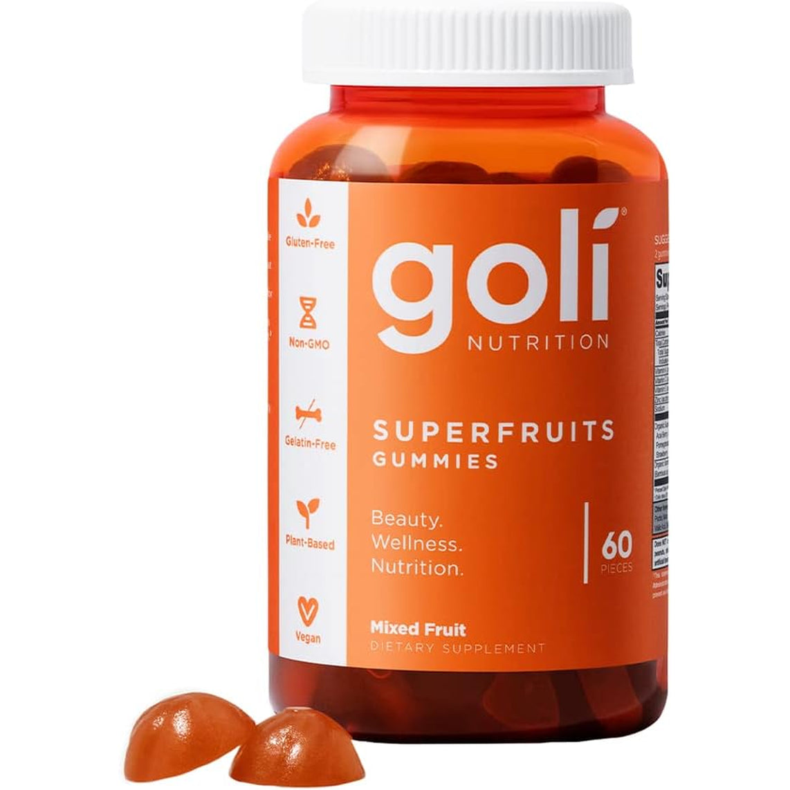 Goli Superfruits Beauty Gummies with Bamboo Silica - Vitamins A, C, E, Zinc - Collagen Support with Superfruit Blend - Vegan, Non-Gmo, Gluten-Free