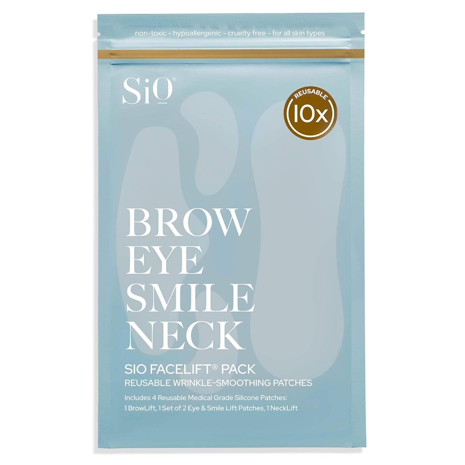 Sio Beauty Facelift - Reusable Anti-Wrinkle Patches for Neck, Forehead, Eye & Smile - Overnight Smoothing Silicone for Fine Lines, Wrinkles, and Aging