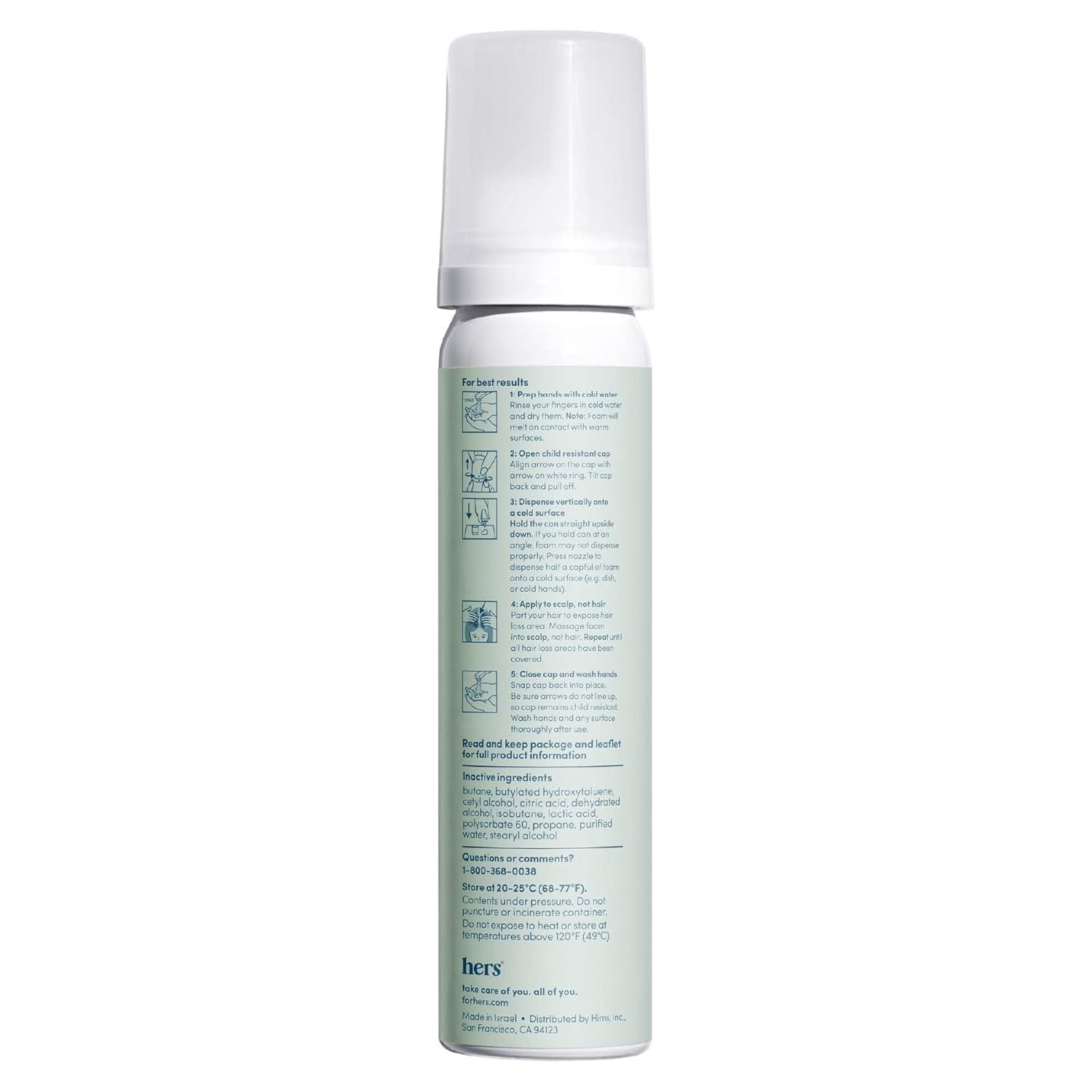 HIMS & HERS Hers Minoxidil Topical Aerosol, 5% (Foam) – Hair Regrowth Treatment for Women (2 Pack, 60g) | Clinically Proven to Restore Thinning Hair