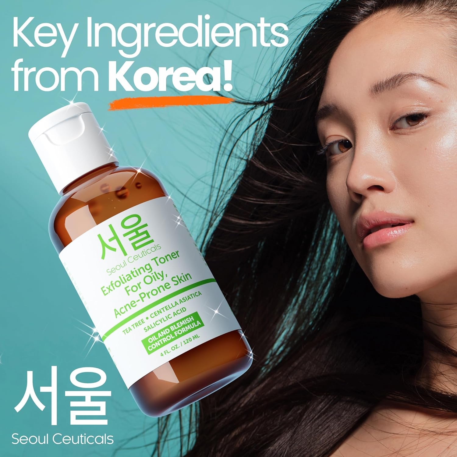 SeoulCeuticals Korean Tea Tree & Salicylic Acid Toner – Centella Asiatica Facial Toner for Oily & Acne-Prone Skin | 120ml