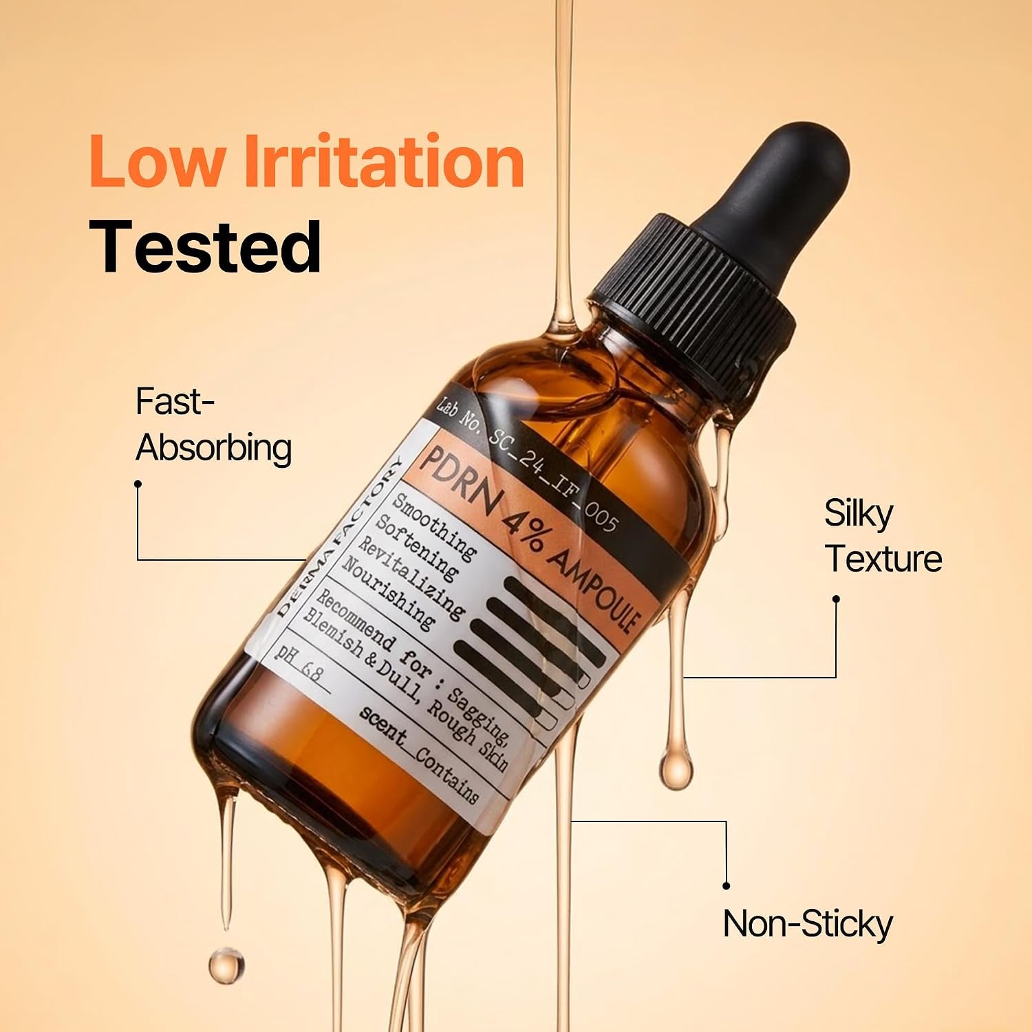 DERMA FACTORY PDRN Serum 4% (40,000 Ppm), Salmon DNA Ampoule with Niacinamide and 1% Panthenol, Hydrating Face Serum for Firmer-Looking, Radiant Skin, Korean Skin Care, 1.01 Fl Oz