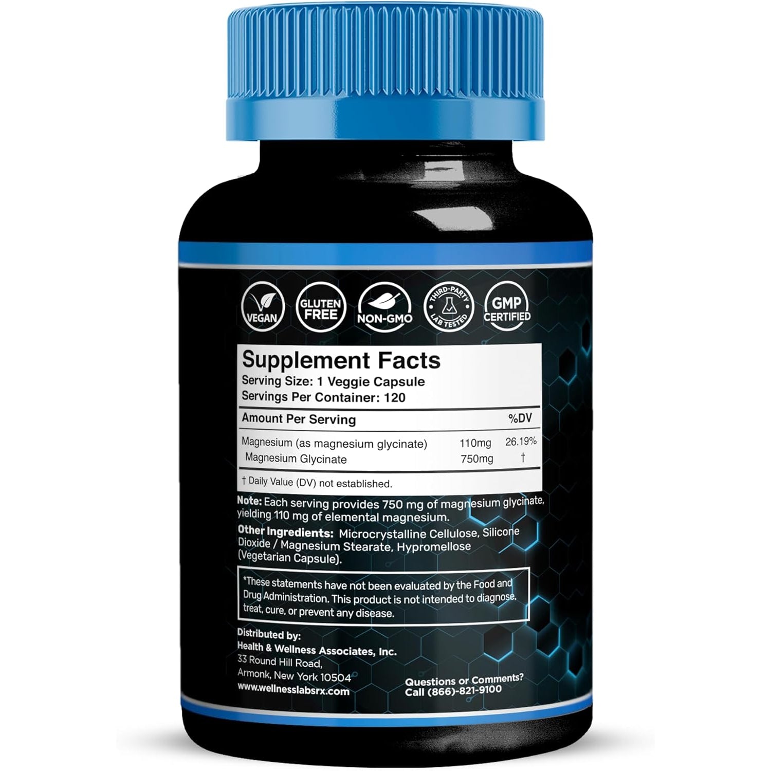 Magnesium Glycinate 750Mg | High Absorption Chelated Calm Support for Women and Men - Glicinato De Magnesio, Magnesium Chelate Supplement for Heart Health, Sleep Support - 120 Count