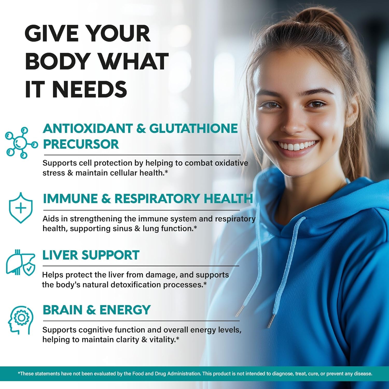 NUTRAHARMONY NAC Supplement — 60 Capsules | N-Acetyl L-Cysteine 600mg | Antioxidant, Liver & Respiratory Support