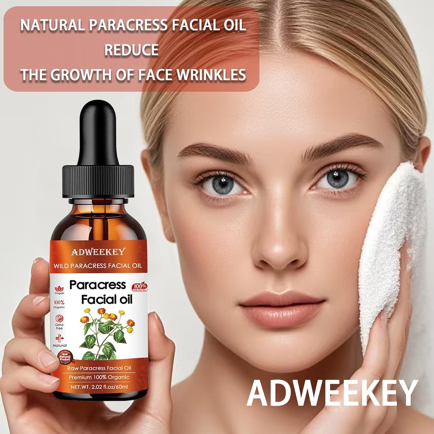 Adweekey Wild Paracress Facial Oil – 60ml | Organic Anti-Aging & Brightening Botanical Elixir