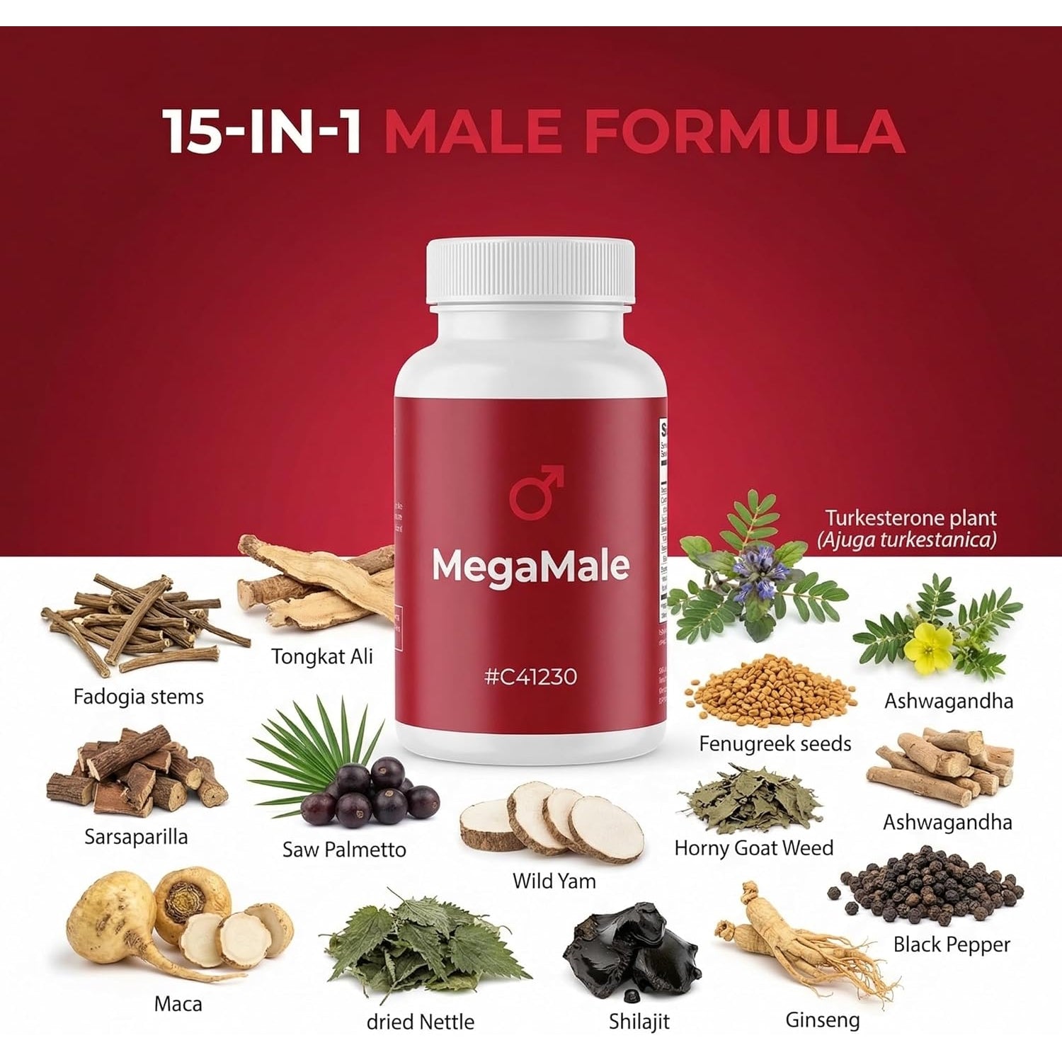 Clean Nutraceuticals Fadogia Agrestis Tongkat Ali Turkesterone Supplement with Horny Goat Weed, Saw Palmetto, Maca Root, Siberian Ginseng, Tribulus Terrestris, Fenugreek, Wild Yam - 60 Count