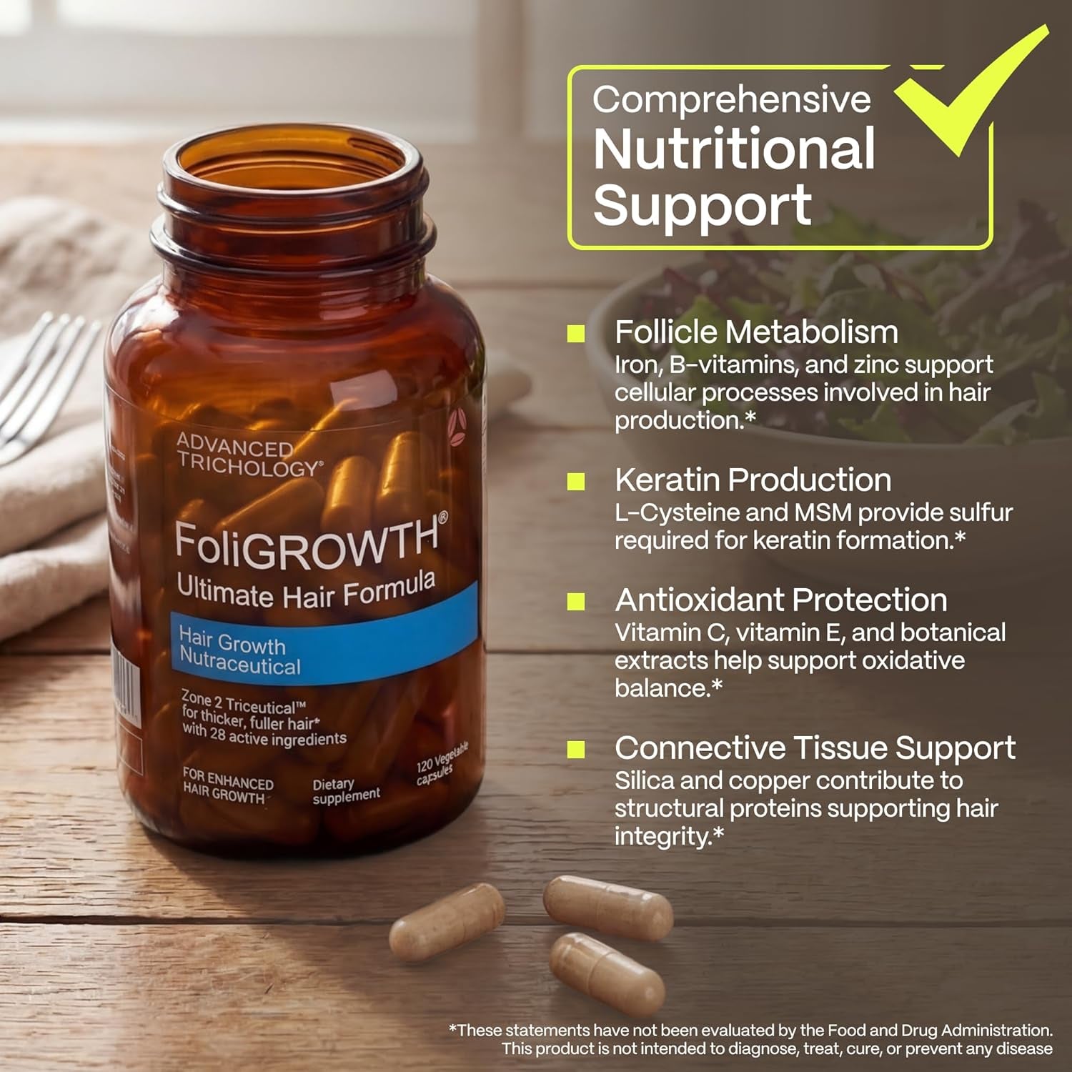 Advanced Trichology Foligrowth Hair Growth Supplement – For Thicker, Fuller Hair & Thinning Hair Support | Women & Men