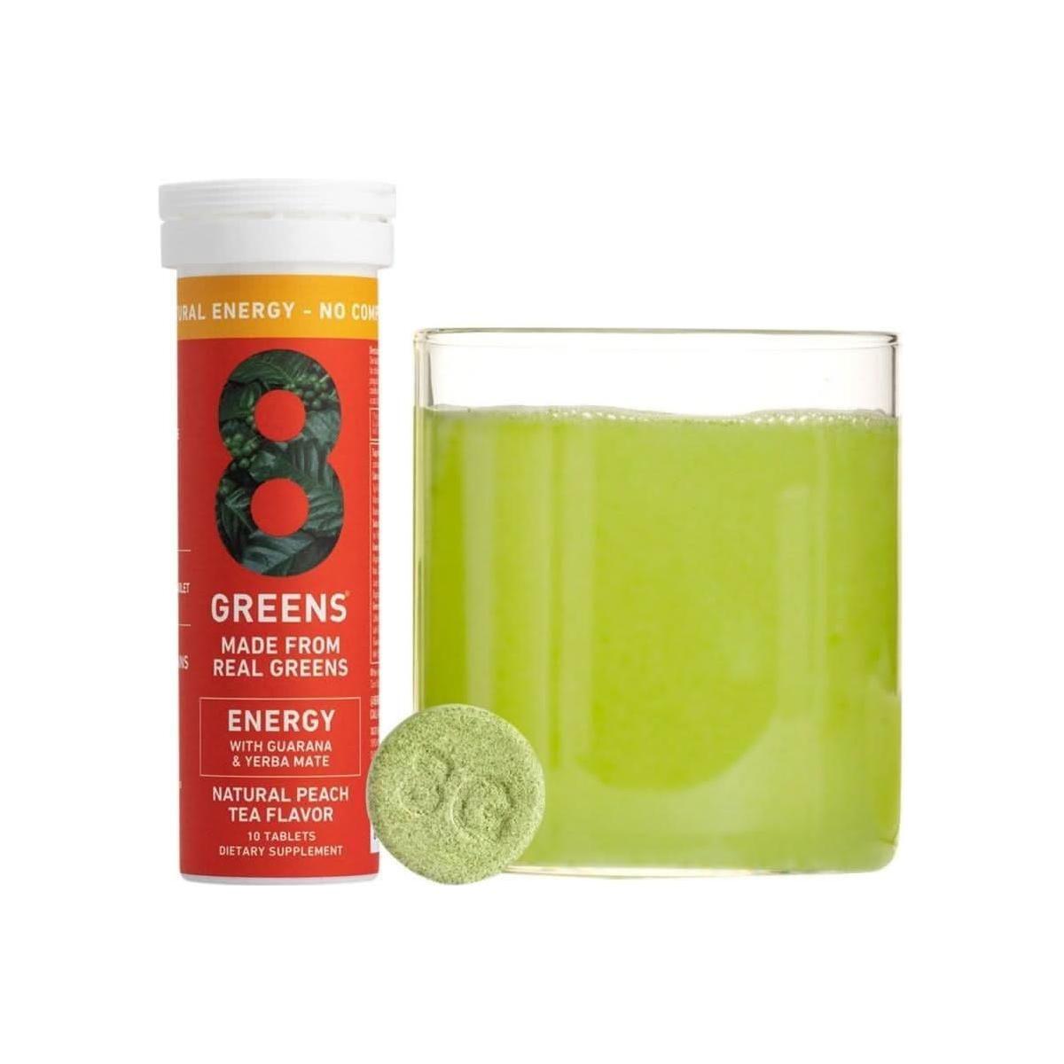 8Greens Mega Energy Fizzy Tablet Peach Tea - 10 Count - Glam Global UK8Greens
