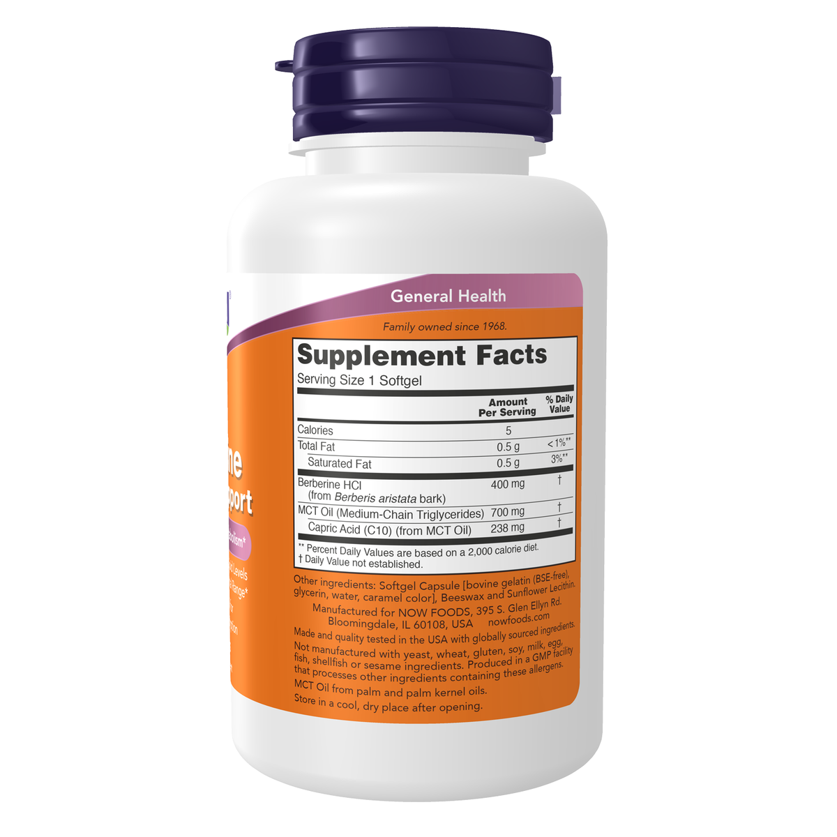 NOW Foods Berberine Glucose Support with MCT Oil – 90 Softgels
