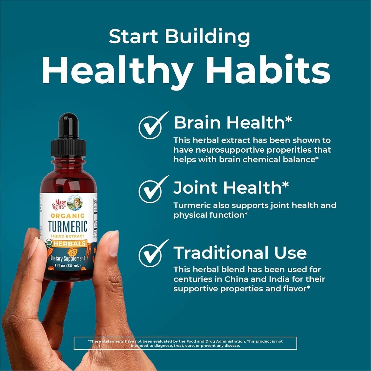 MaryRuth Organics Turmeric Liquid Extract – 30ml | Herbal Support for Immunity, Joints & Brain Health