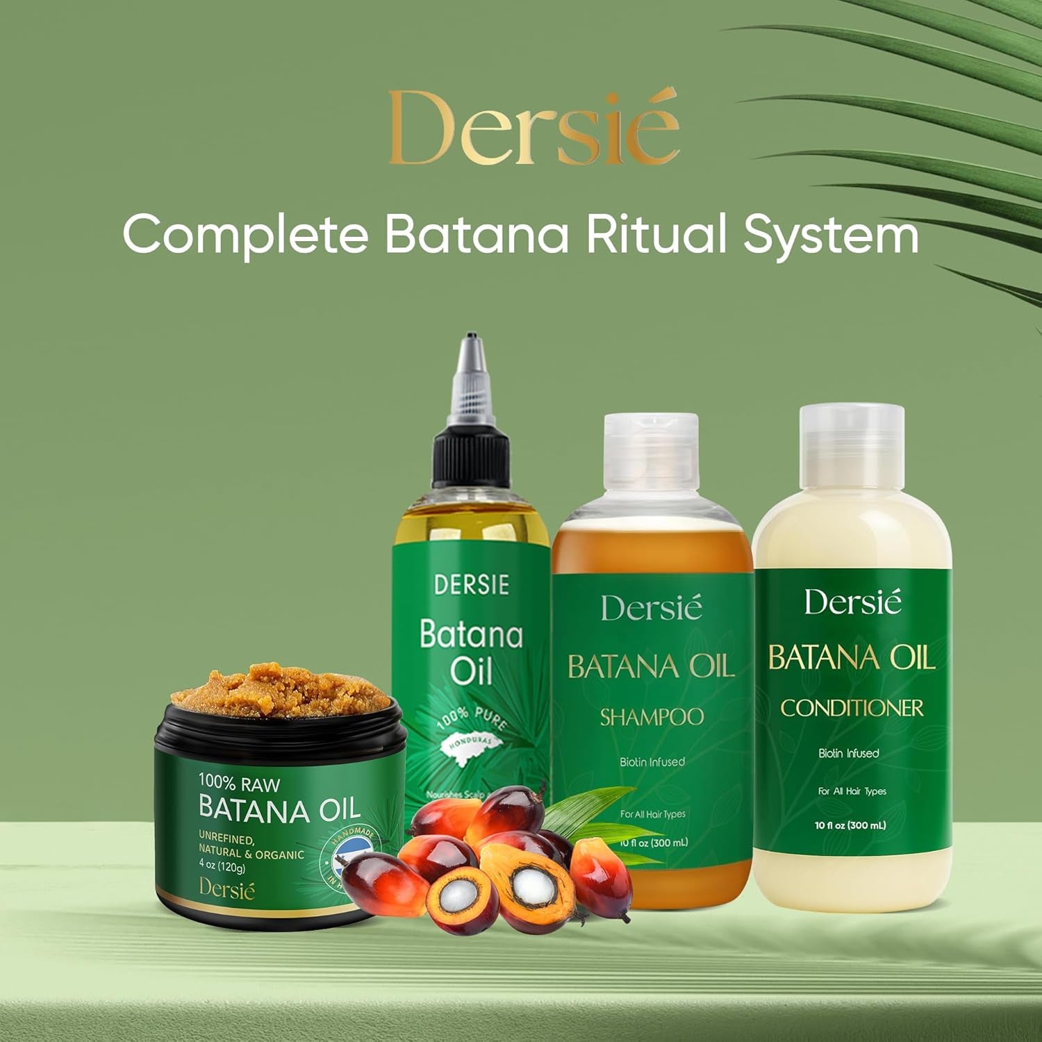 Dersie 100% Pure Batana Oil - Organic Lightweight Leave-In & Pre-Wash Oil for Dry, Damaged, High Porosity Hair - Scalp & Hair Care for Healthier, Longer-Looking Hair - Honduras Sourced (4 Fl Oz)