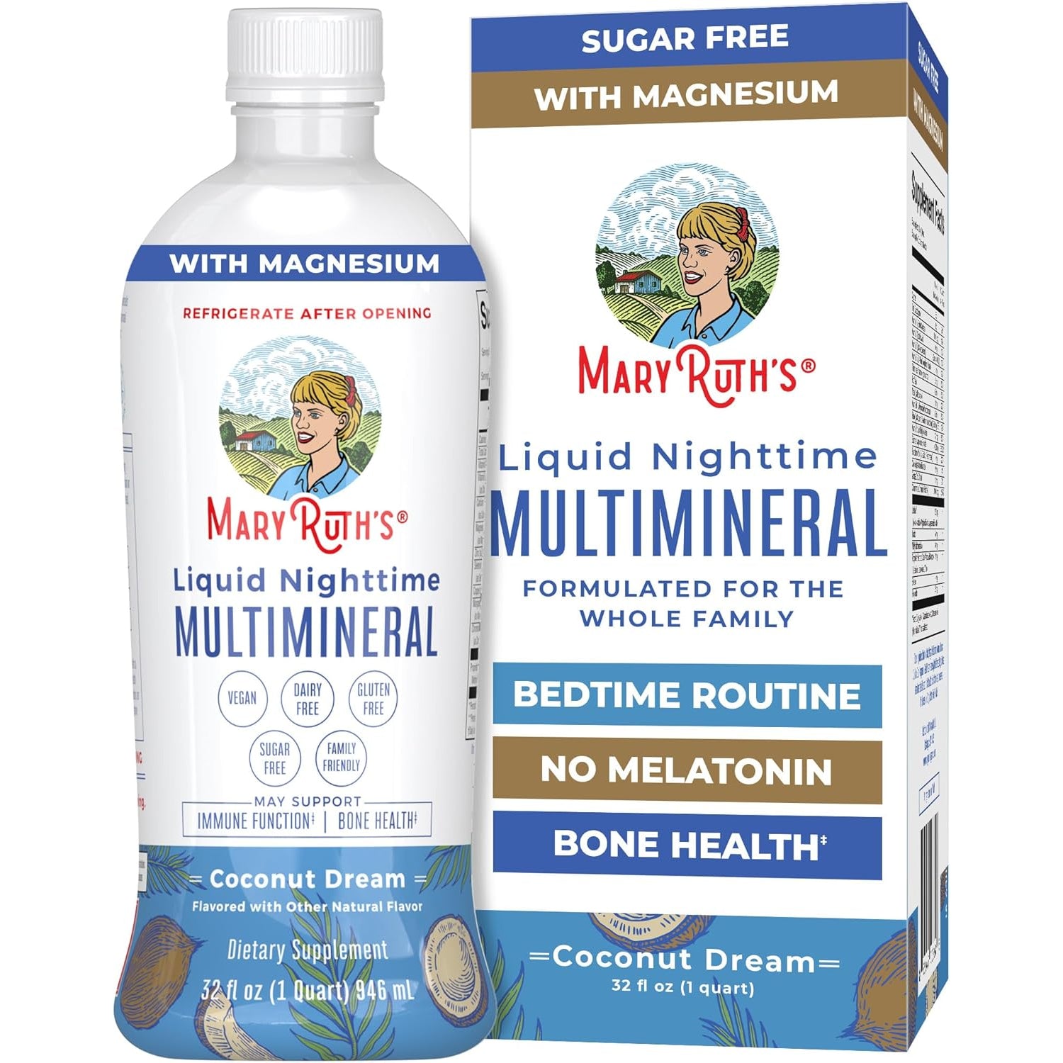 MaryRuth's Liquid Nighttime Multimineral — 946ml | Magnesium Citrate, Calcium & Zinc for Sleep | Melatonin-Free | Vegan & Sugar Free | 32 Servings