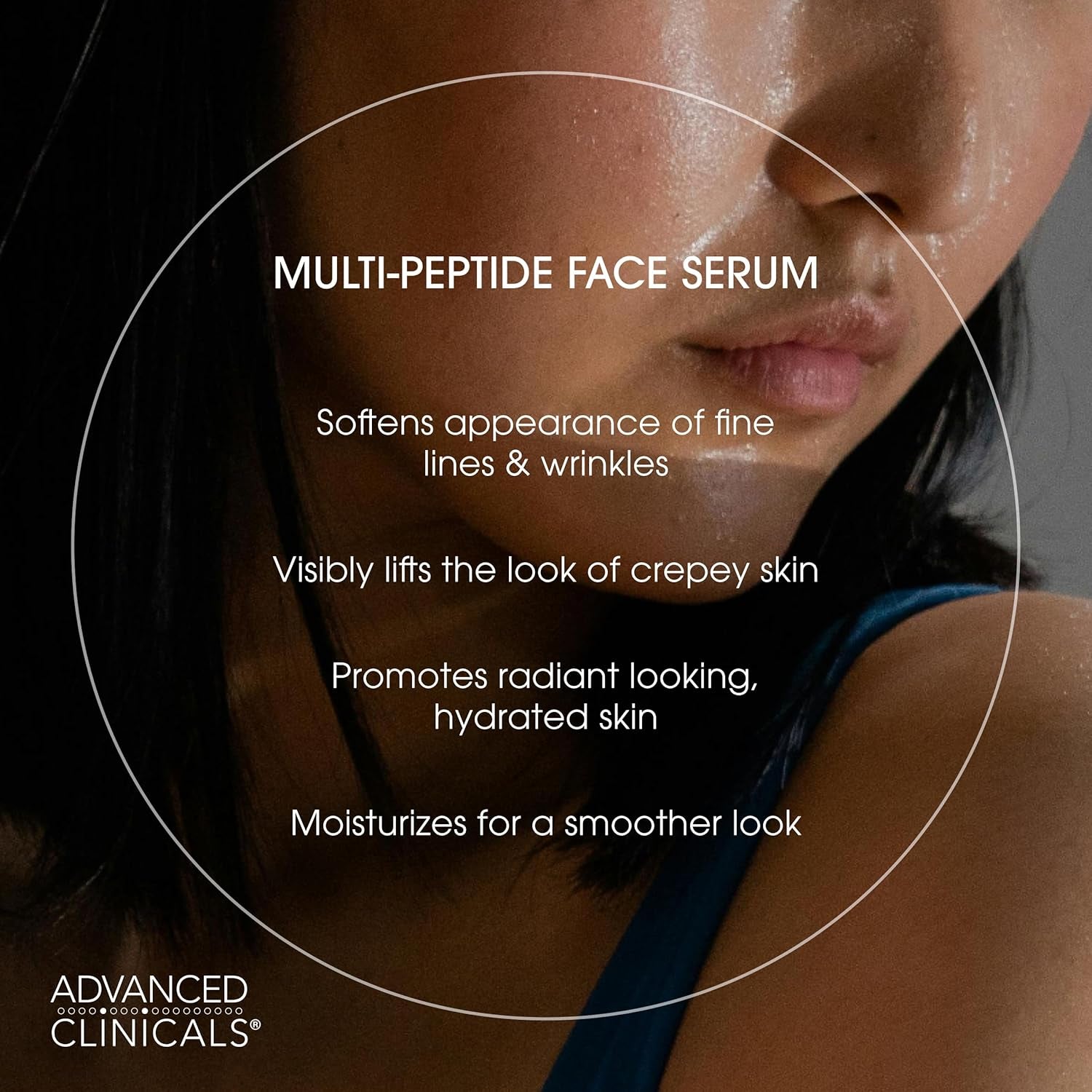Advanced Clinicals Multi Peptides Serum for Face | Visible anti Aging Hydrating Collagen Peptide Facial Serum with Vitamin E Helps Improve Look of Wrinkles, Puffiness, & Uneven Skin Tone, 1.75 Fl Oz