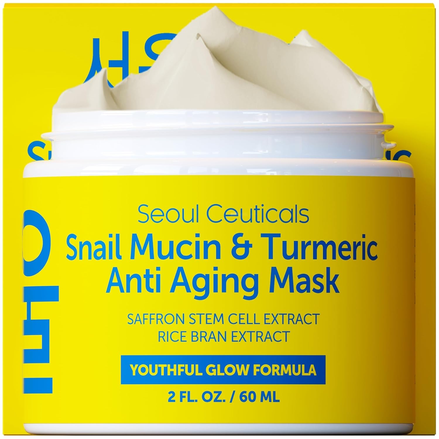 SeoulCeuticals Snail Mucin & Turmeric Face Mask – Korean Anti-Ageing Wash-Off Mask for Healthy Glow | 60ml | K-Beauty