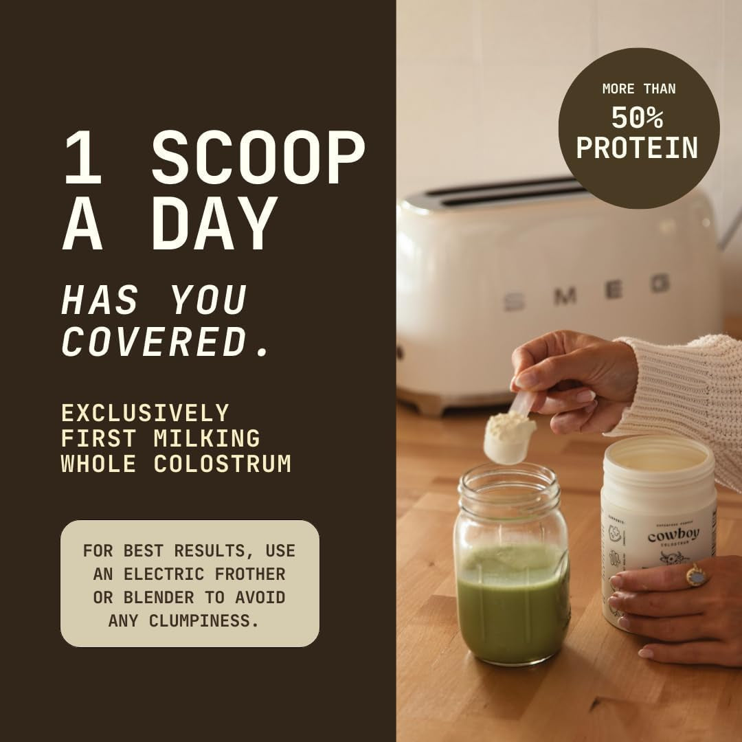 COWBOY COLOSTRUM Bovine Colostrum Powder for Women & Men – 136g | First Day Milking, Immune & Gut Support (Unflavored, 40 Servings)