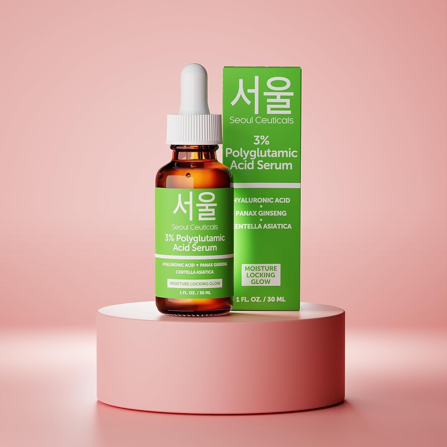 SeoulCeuticals Polyglutamic Acid Serum – Hyaluronic Acid & Centella Asiatica for Intense Hydration & Healthy Glow | 30ml | K-Beauty