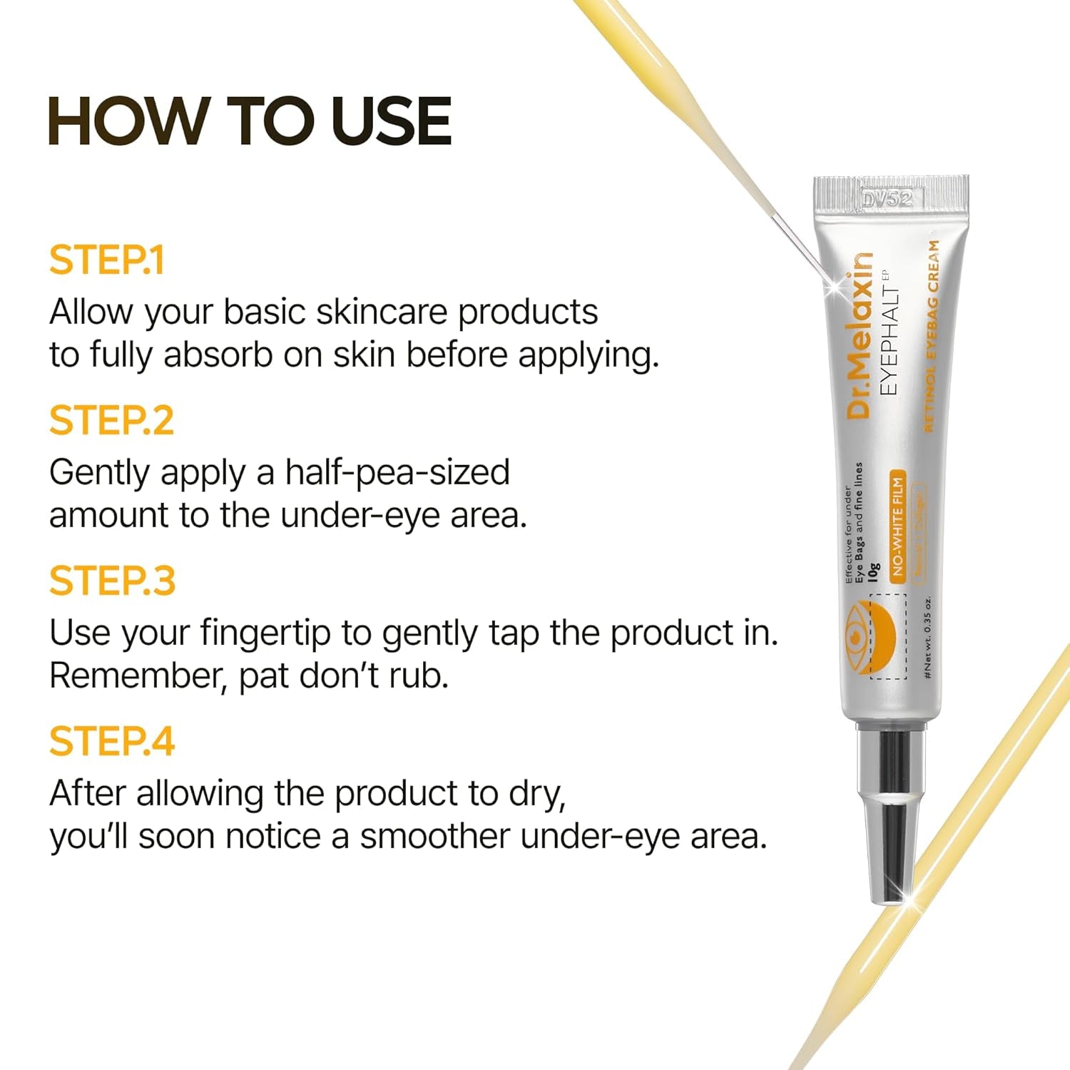 Dr.Melaxin Retinol Eye Bag Cream – EGF, Niacinamide & Ceramide for Dark Circles, Puffiness & Fine Lines | Korean Skincare