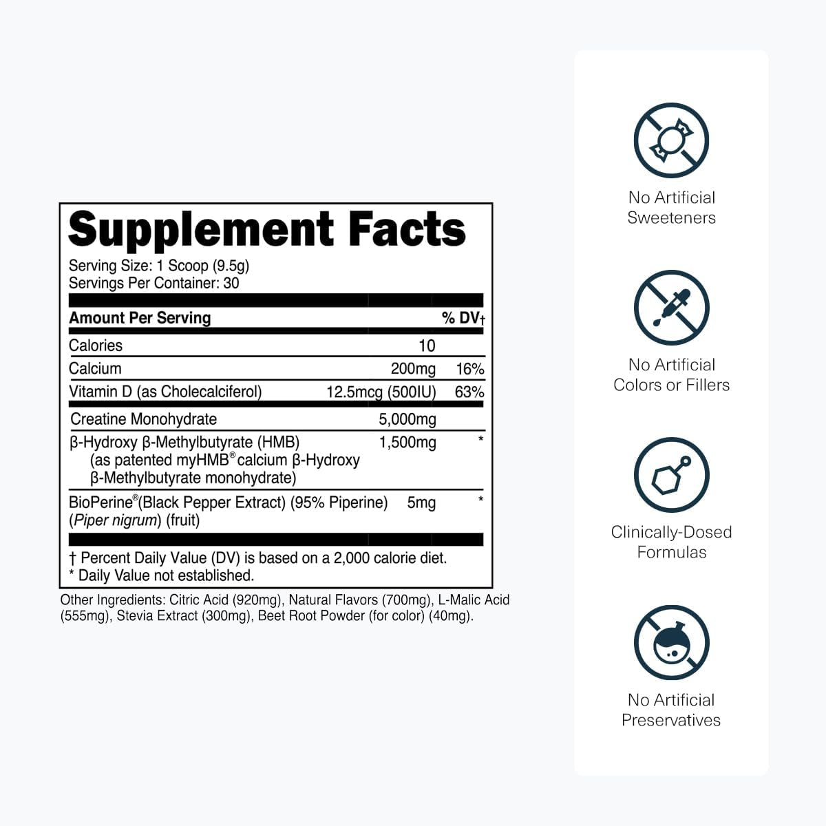 Transparent Labs Creatine HMB Creatine Monohydrate Powder - 30 Servings, Strawberry Lemonade