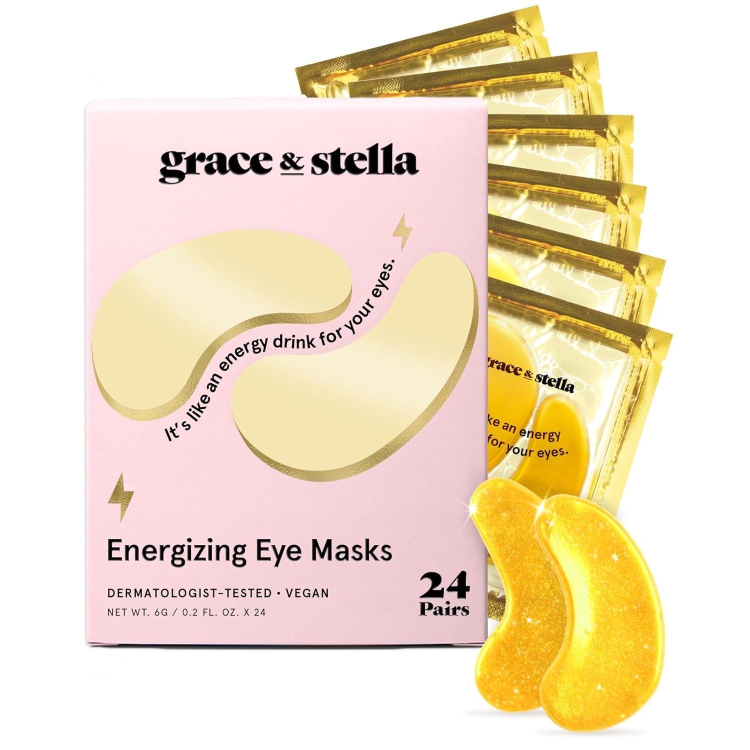 Grace & Stella Gold Gel Eye Patches – Award-Winning Under-Eye Masks for Dark Circles, Puffiness & Eye Bags | Vegan | 24 Pairs