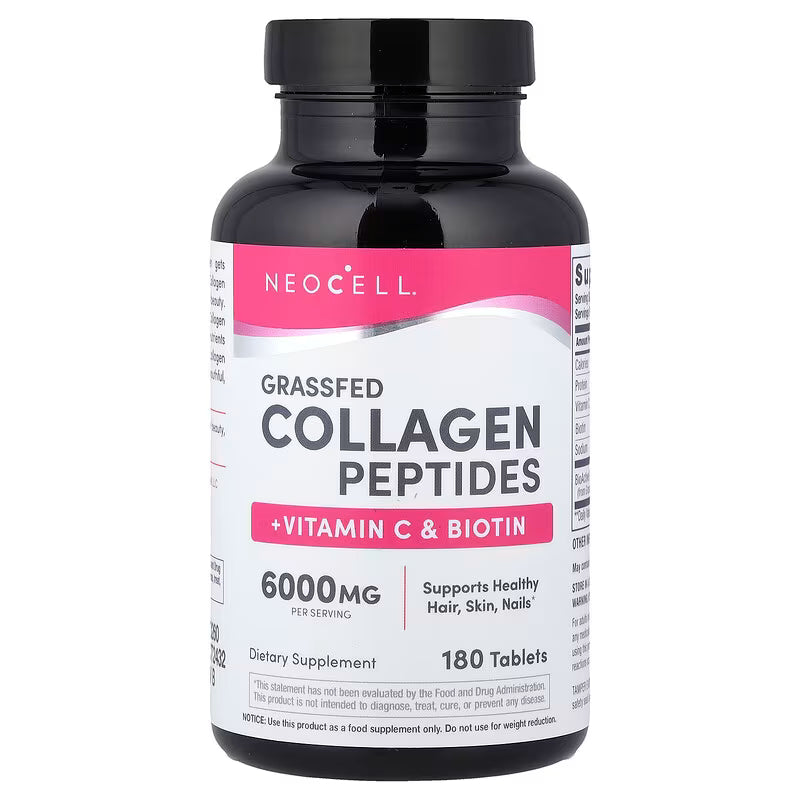 NeoCell Grassfed Collagen Peptides Vitamin C Biotin 6000mg - 180 Capsules