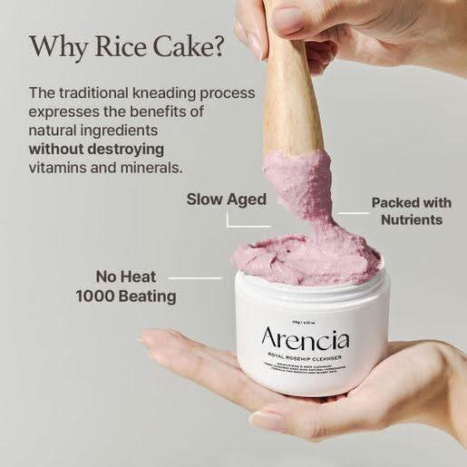 Limpiador facial con mochi de arroz, escaramujo y rosa real Arencia Fresh - 120 g | Vegano y Limpieza Profunda Suave
