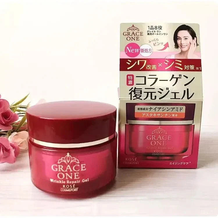 Kosé Grace One All-in-One Gel Reparador de Arrugas – 100g | Hidratante Antiedad 8 en 1 con Niacinamida