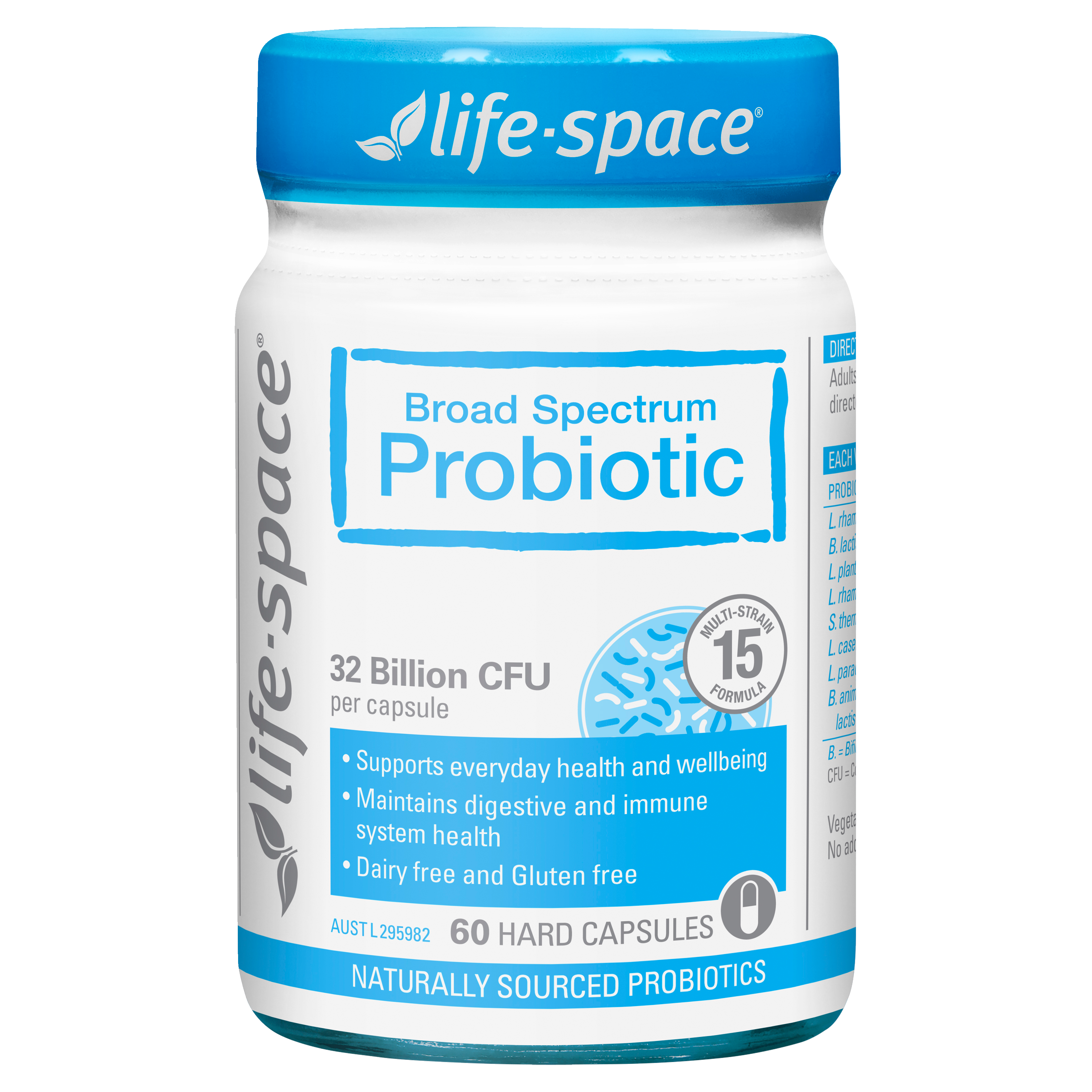 Life-Space Probiótico de Amplio Espectro 32 Mil Millones – 60 Cápsulas | Apoyo para la Salud Intestinal e Inmunidad