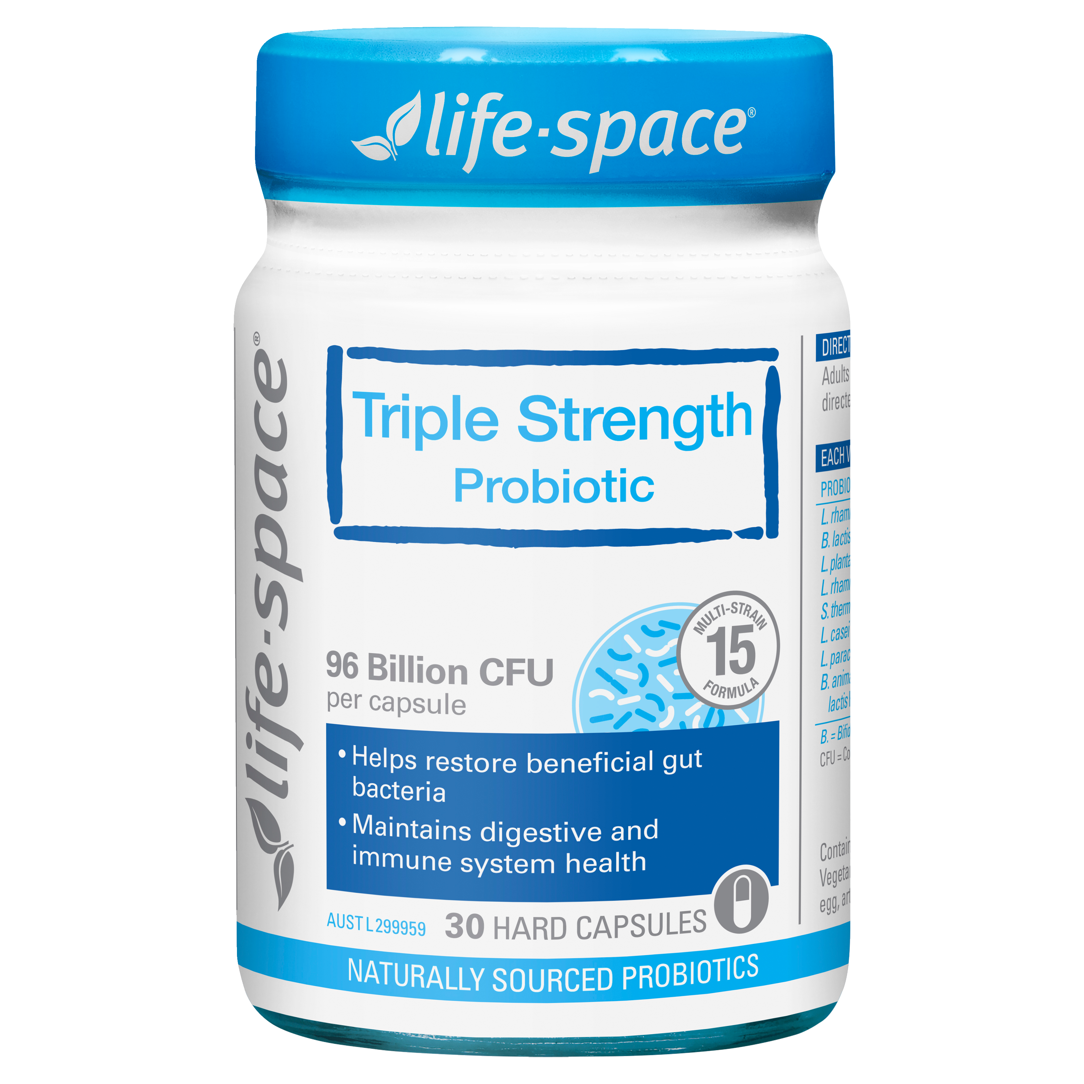 Life-Space Probiótico Triple Concentración 96 Mil Millones – 30 Cápsulas | Apoyo Digestivo e Inmune Avanzado