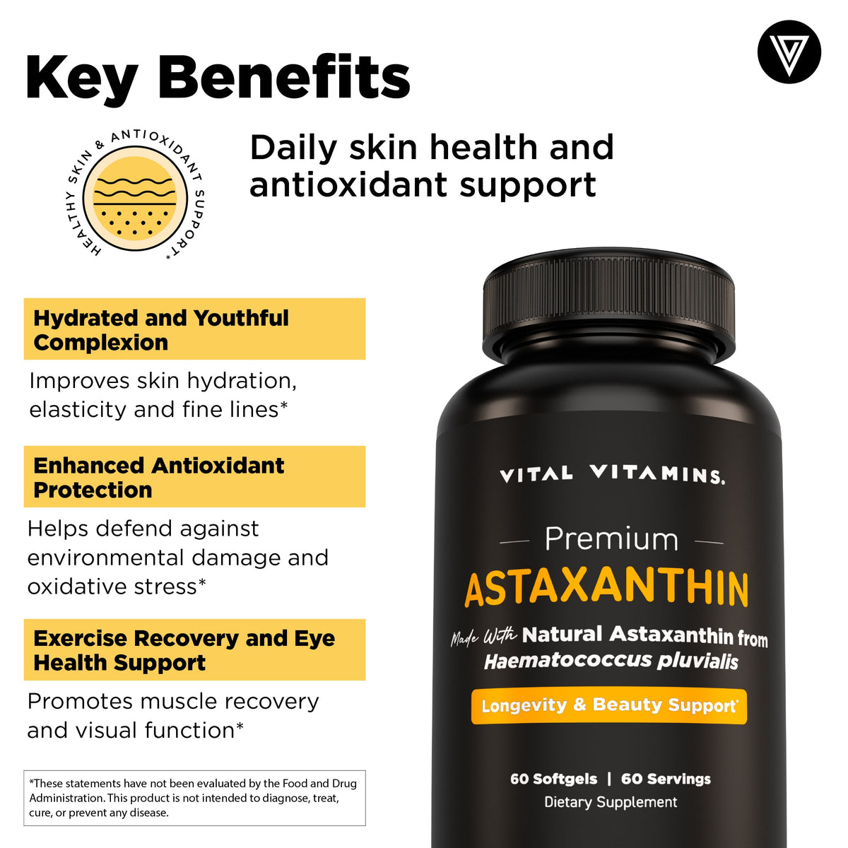 Vital Vitamins Astaxanthin 12mg – 60 Softgels