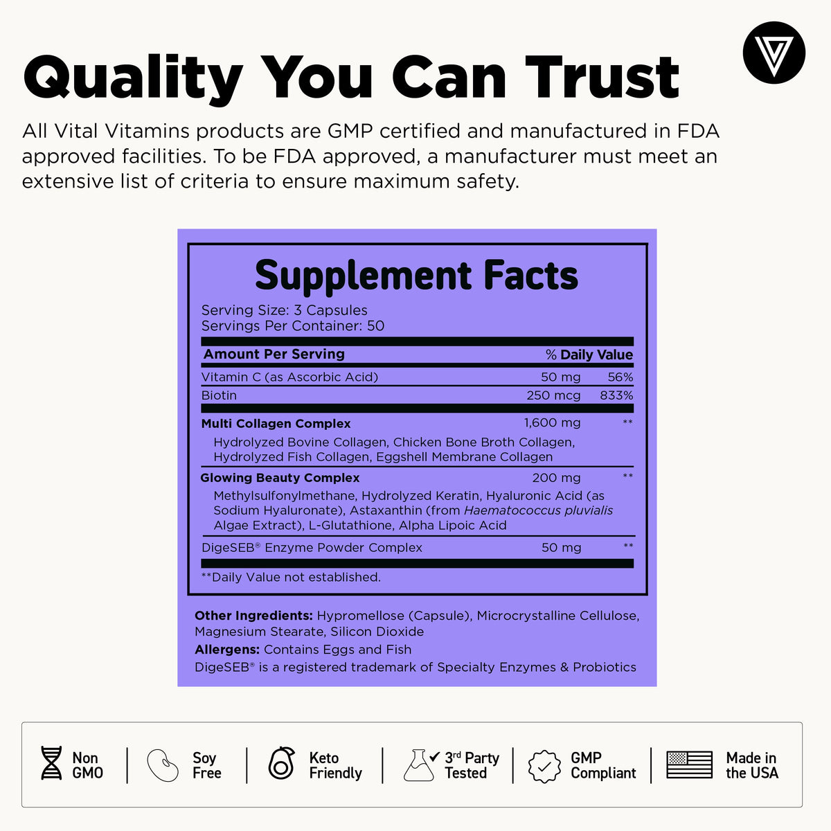 Vital Vitamins Multi Collagen Complex Plus – 150 Capsules