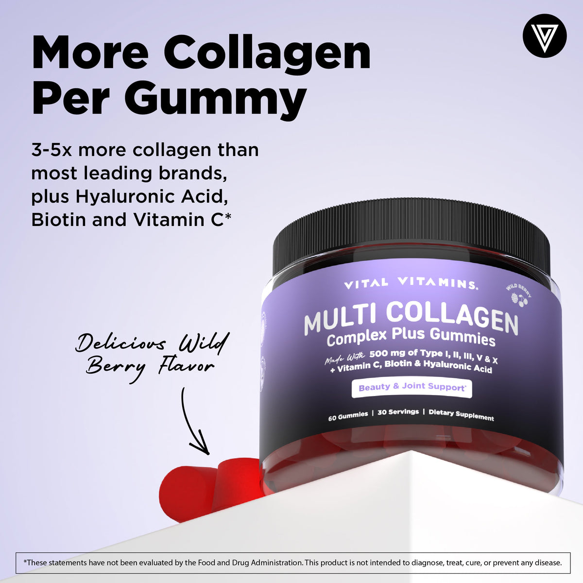 Vital Vitamins Multi Collagen Complex Plus Gummies – 60 Gummies