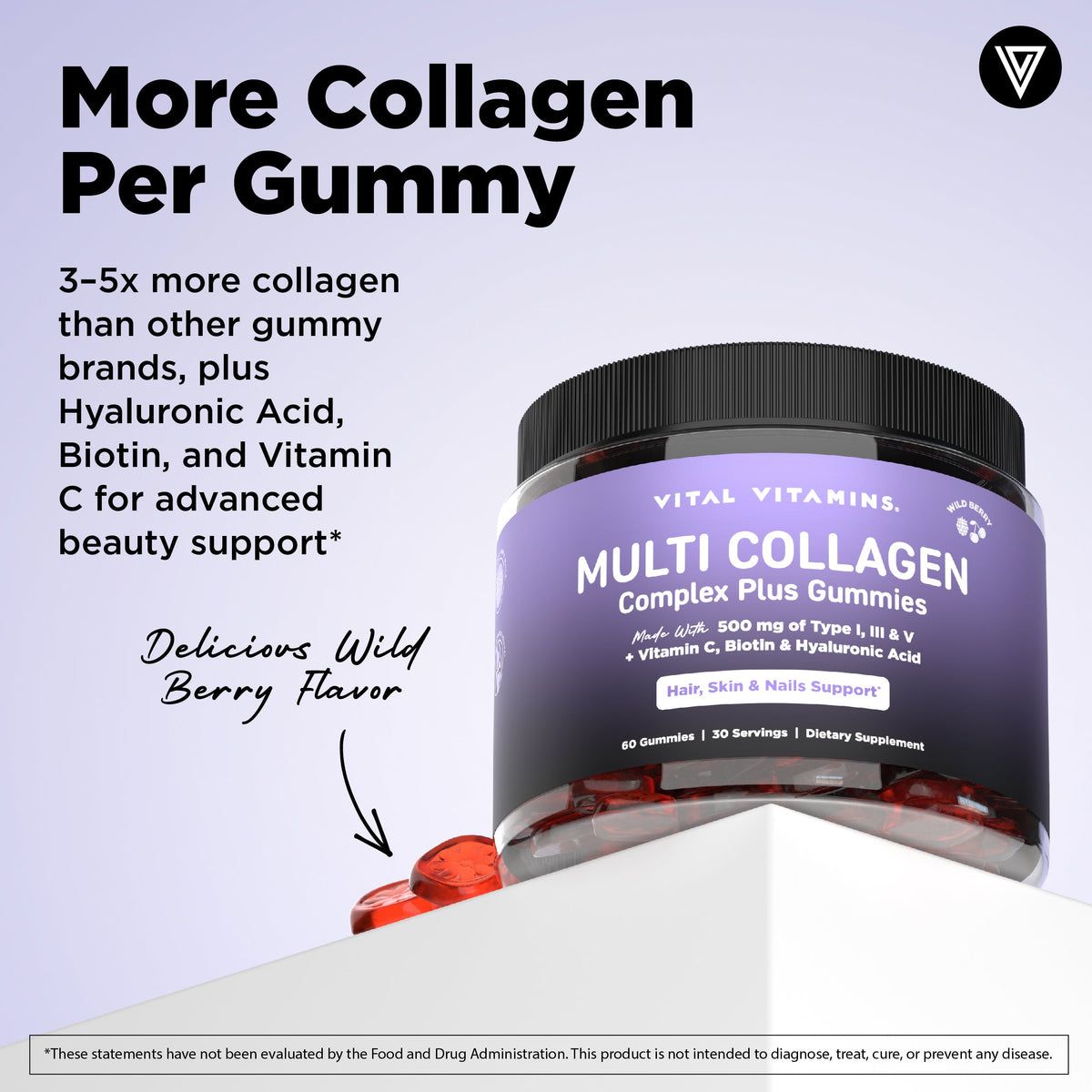 Vital Vitamins Multi Collagen Complex Plus Gummies – 60 Gummies