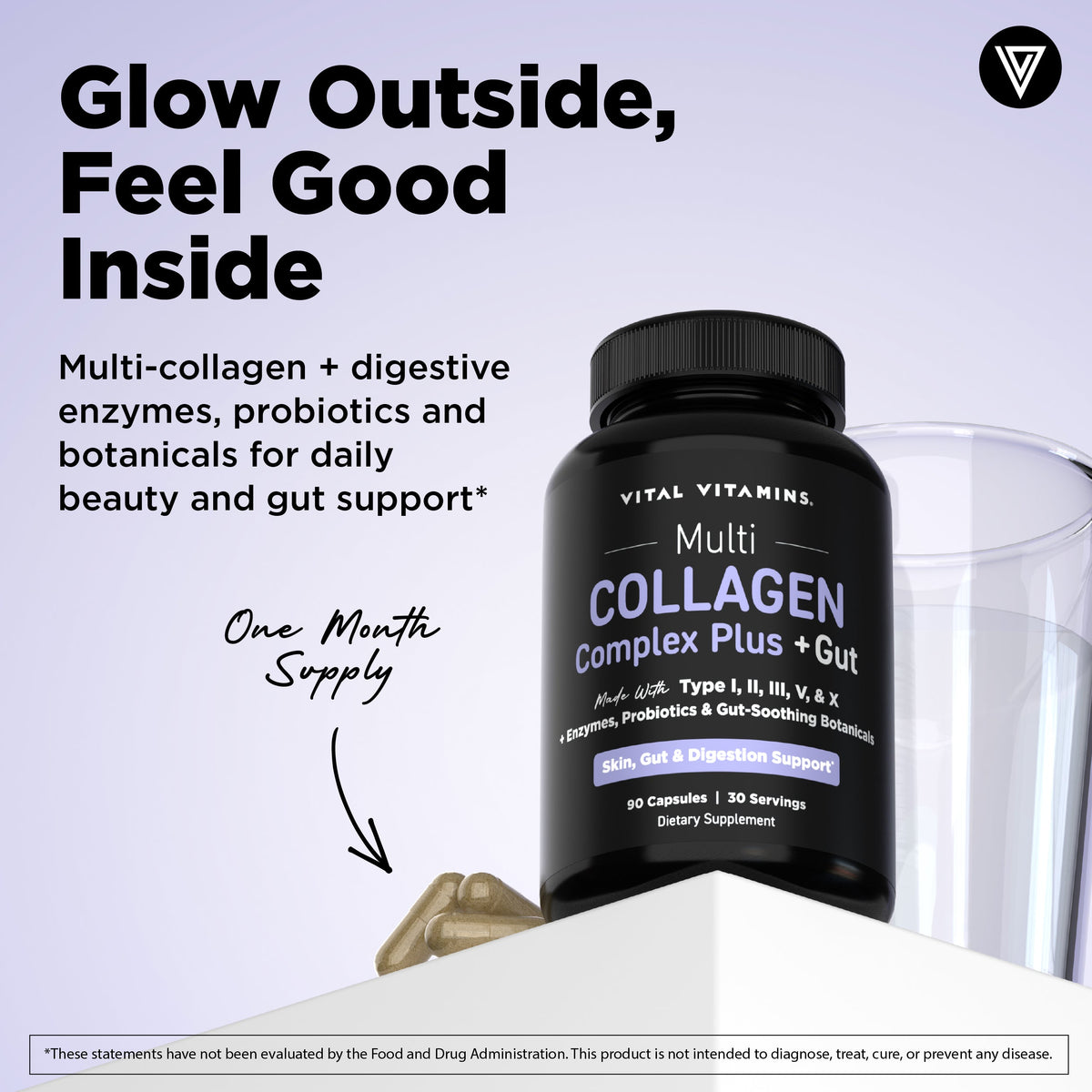 Vital Vitamins Multi Collagen Complex Plus + Gut – 90 Capsules