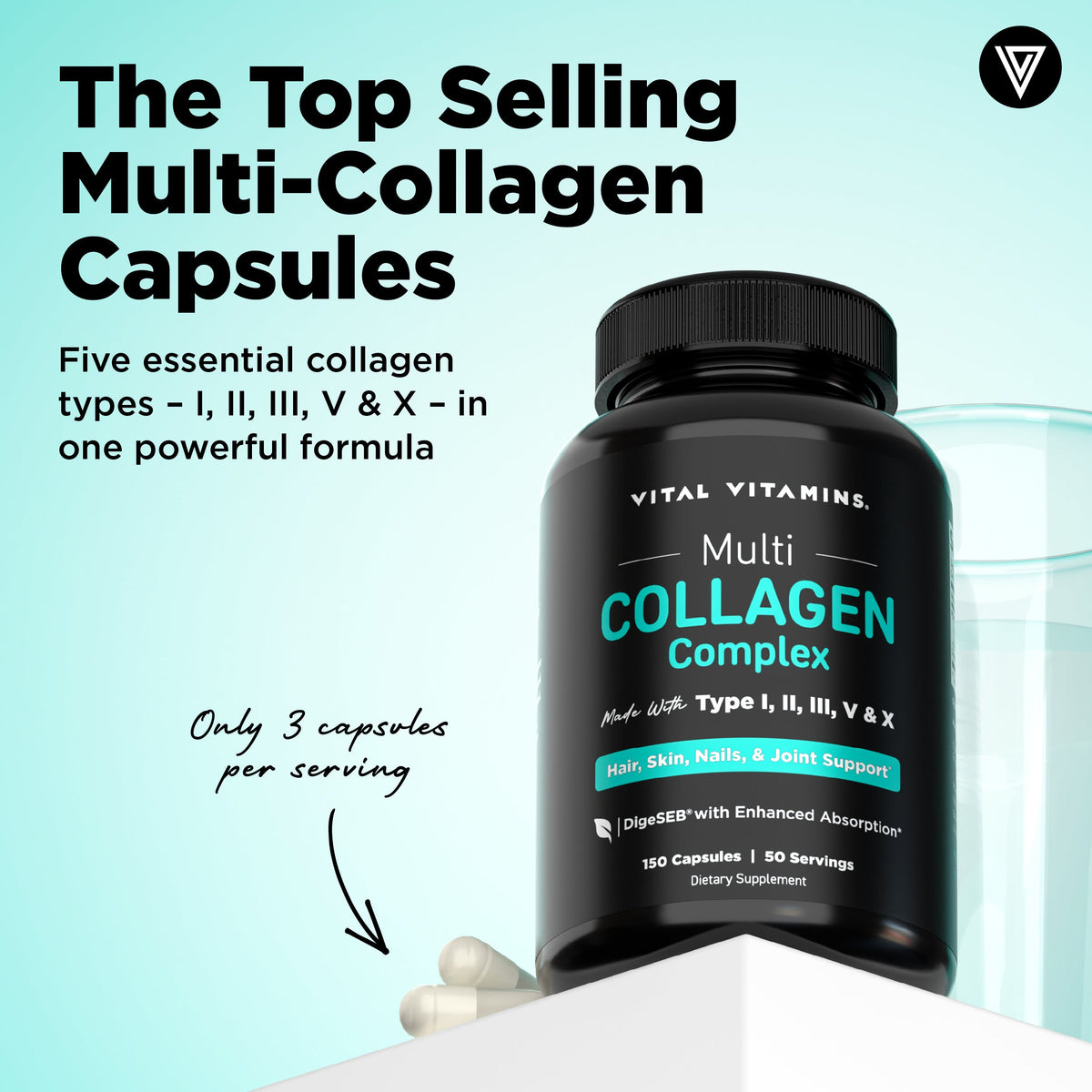 Vital Vitamins Multi Collagen Peptides Complex – 150 Capsules