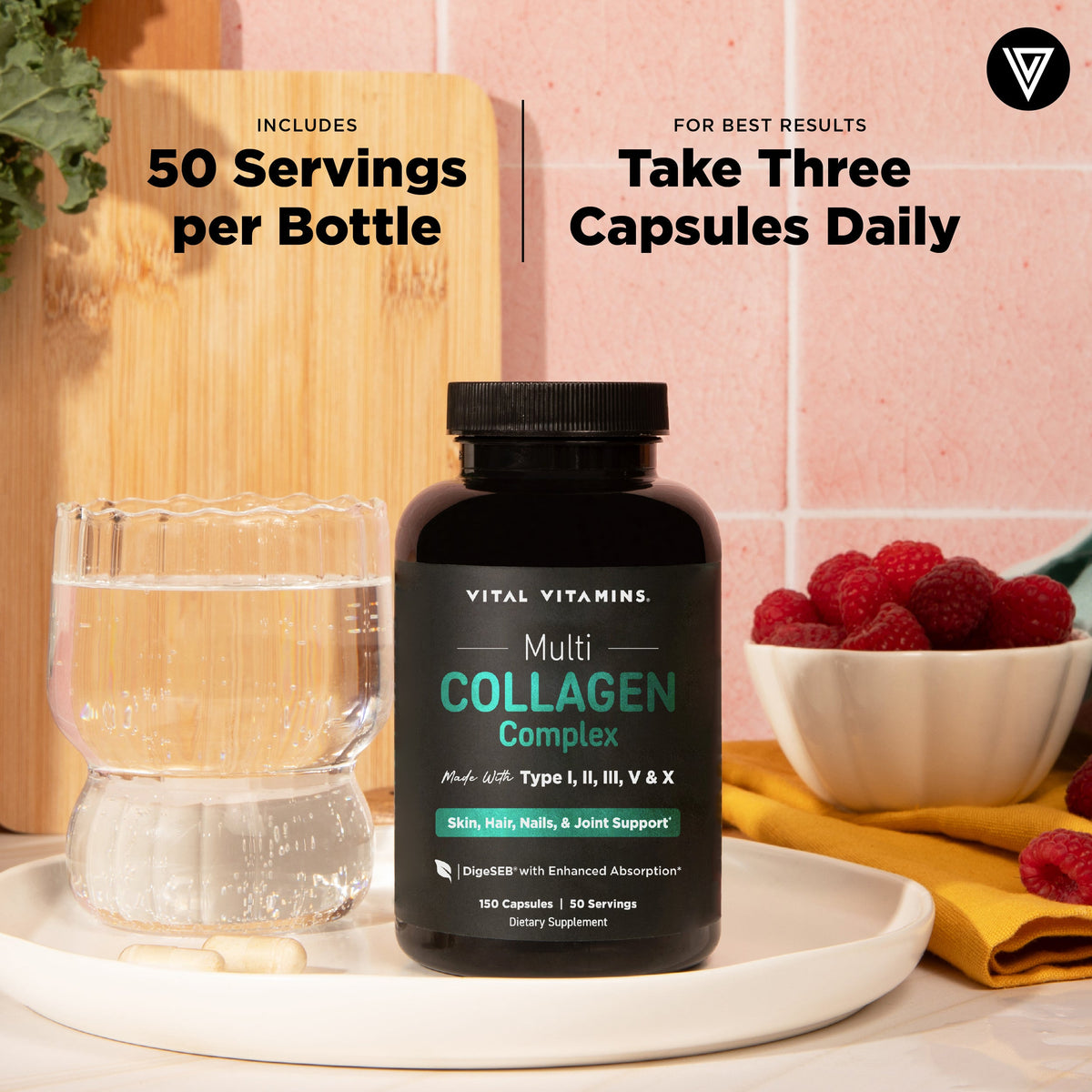 Vital Vitamins Multi Collagen Peptides Complex – 150 Capsules