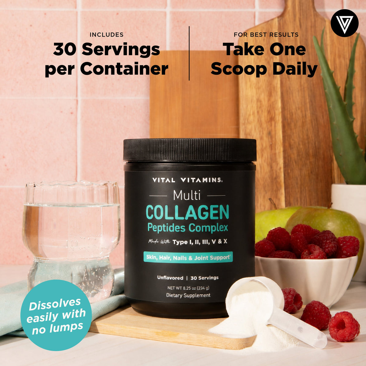 Vital Vitamins Multi Collagen Peptides Powder – 235g, 30 Servings