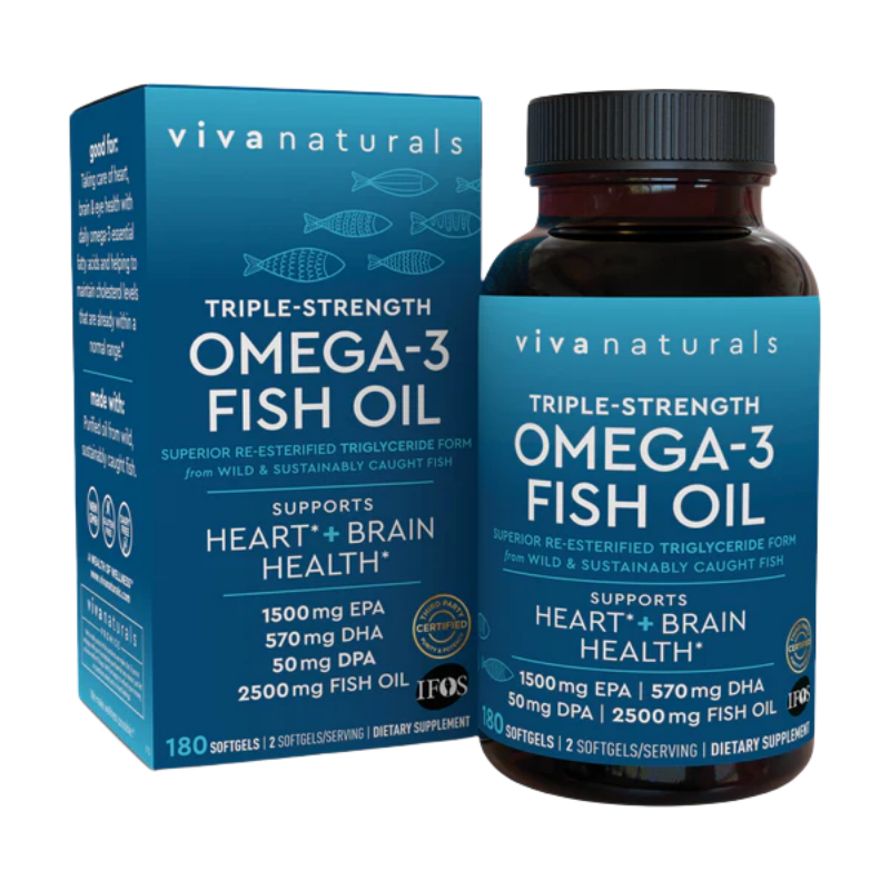 VIVANATURALS OMEGA-3 Fish Oil 180 Softgels - Heart Health
