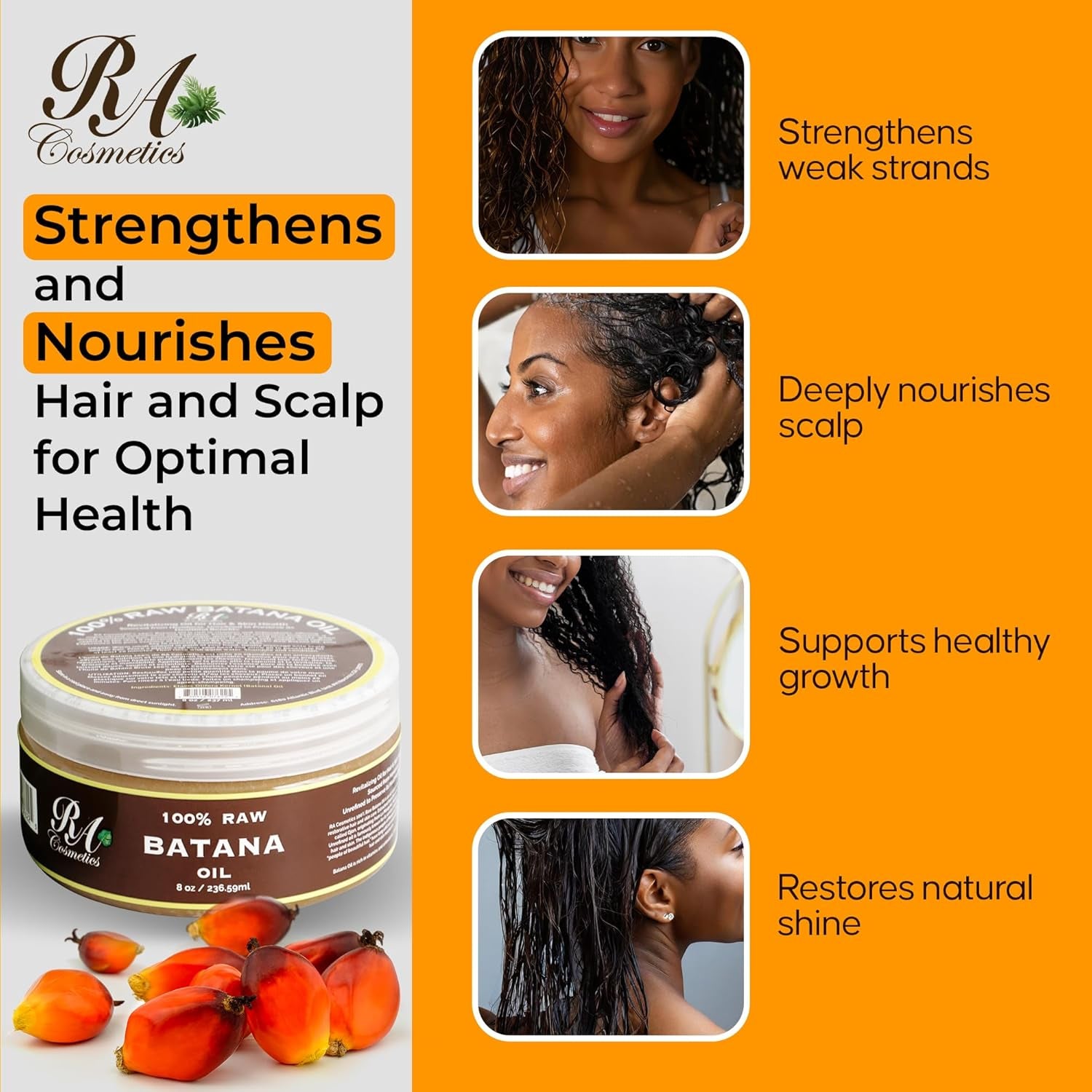 RA COSMETICS 100% Natural Unrefined Batana Hair Oil - 240ml